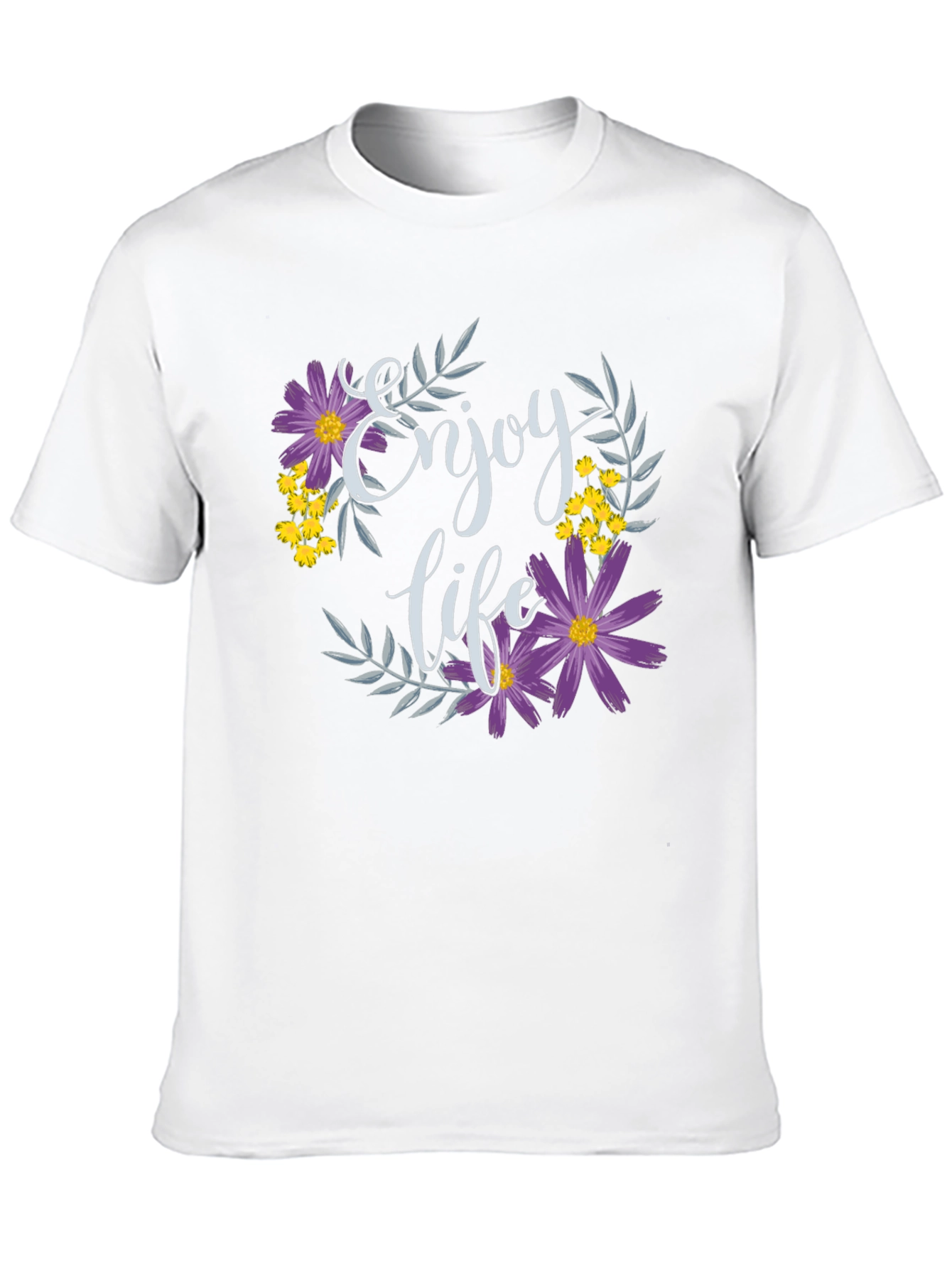 Enjoy Life Floral Graphic T-Shirt - Black
