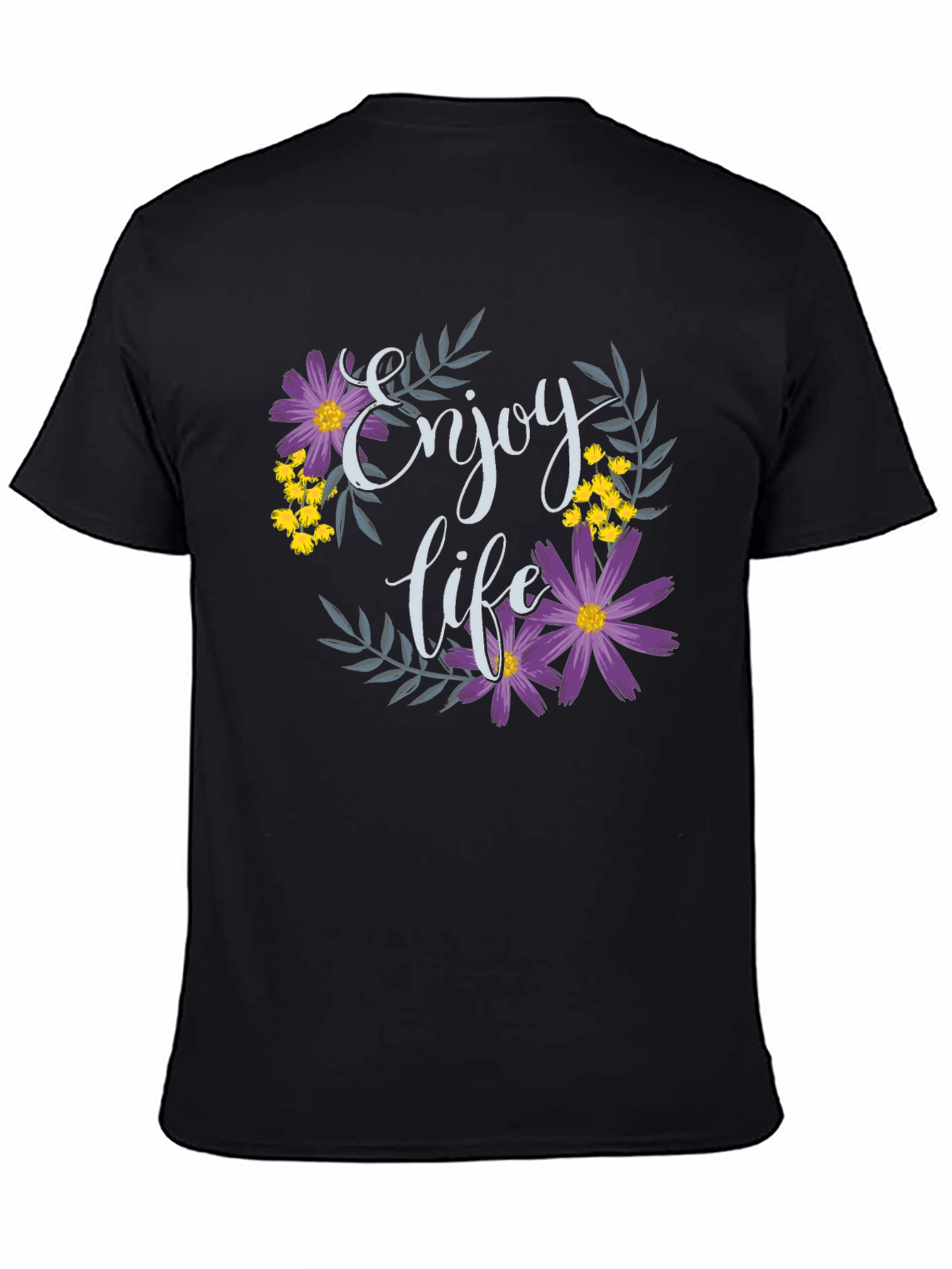 Enjoy Life Floral Graphic T-Shirt - Black