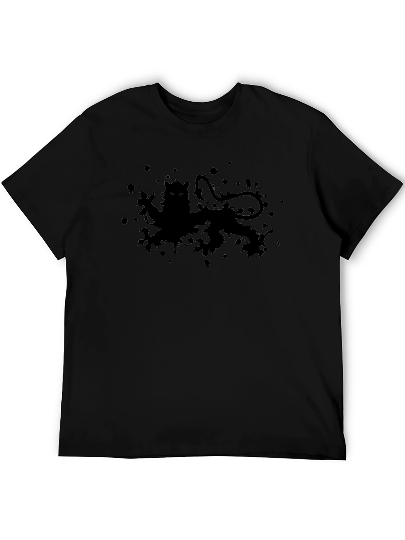Lion Crest Mens T-Shirt - Solid Black
