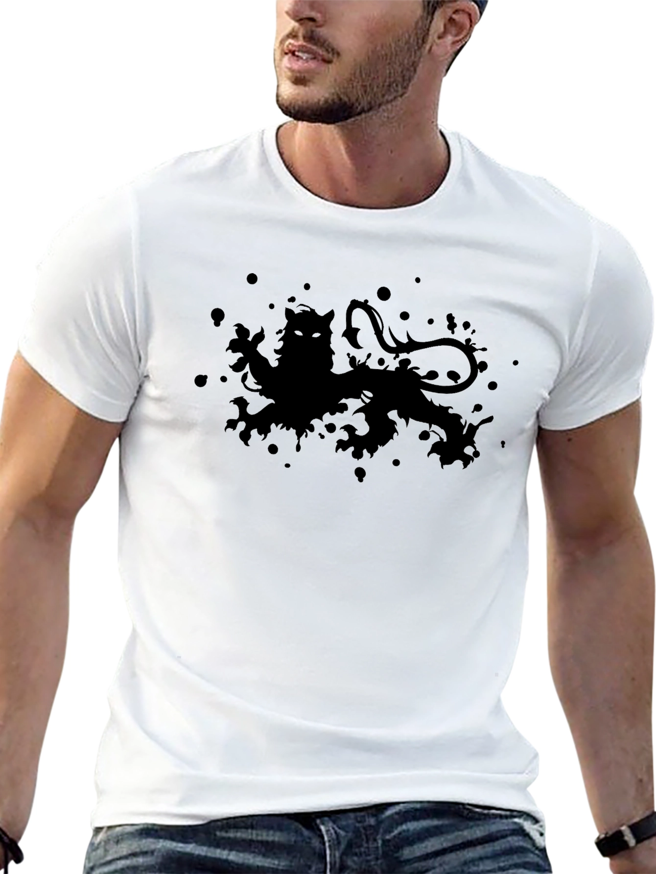Lion Crest Mens T-Shirt - Solid Black