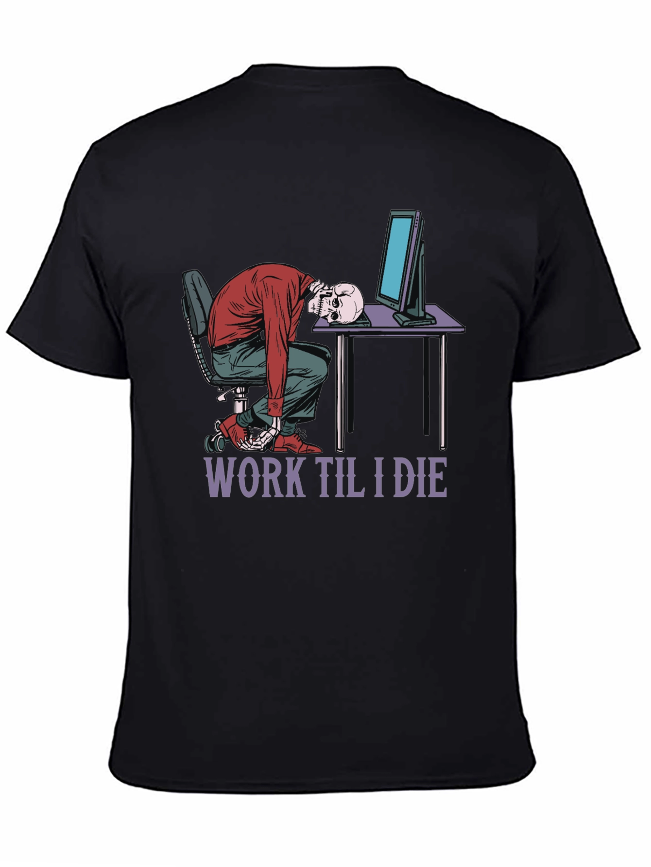 Work Til I Die Skeleton Graphic T-Shirt