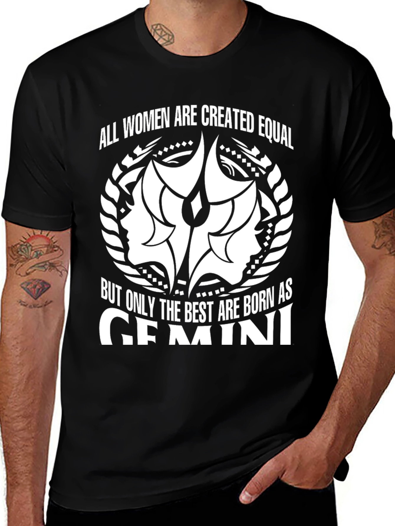 Gemini Zodiac Womens T-Shirt - Black Graphic Tee