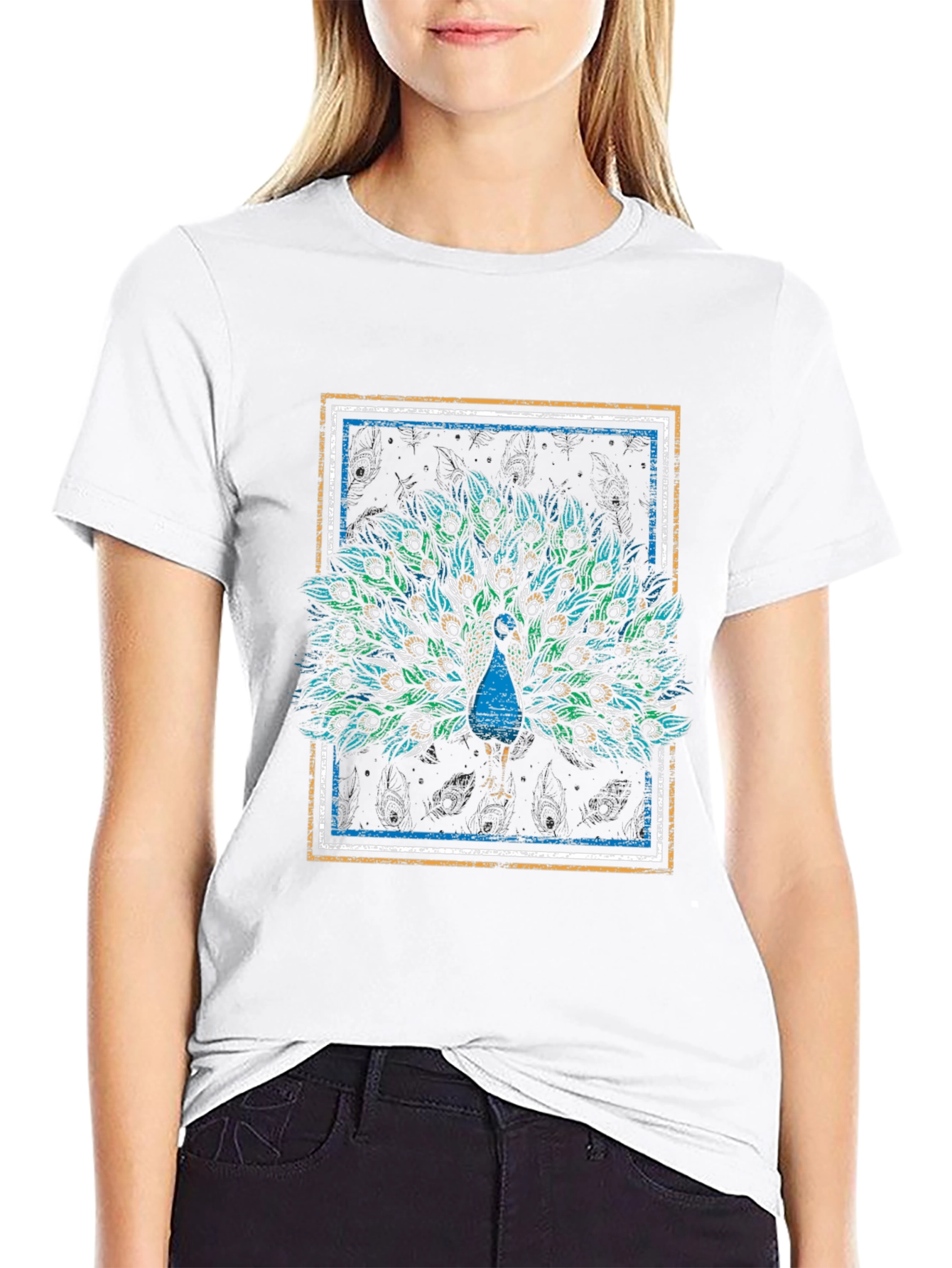 Peacock Graphic Tee - Stylish Mens Black T-Shirt