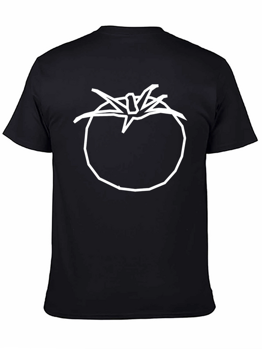 Tomato Graphic T-Shirt - Simple White Outline on Black