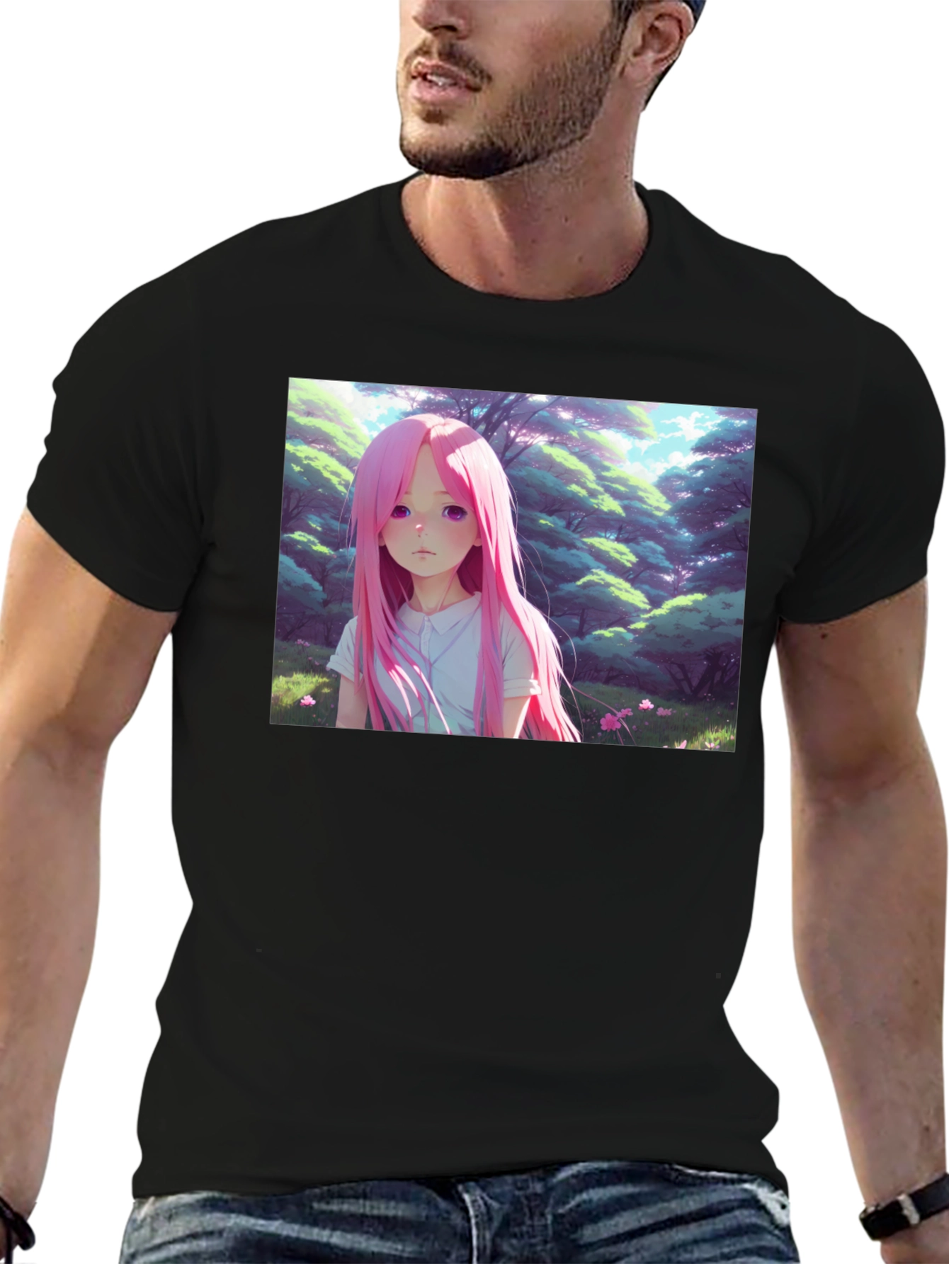 Anime Girl Graphic Black Tee