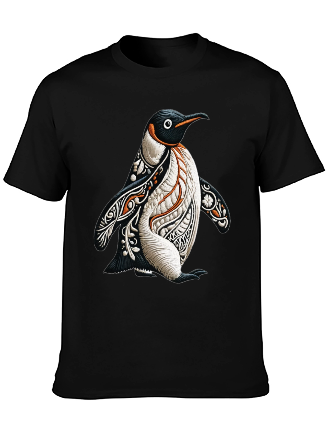 Artistic Penguin Graphic Tee - Black