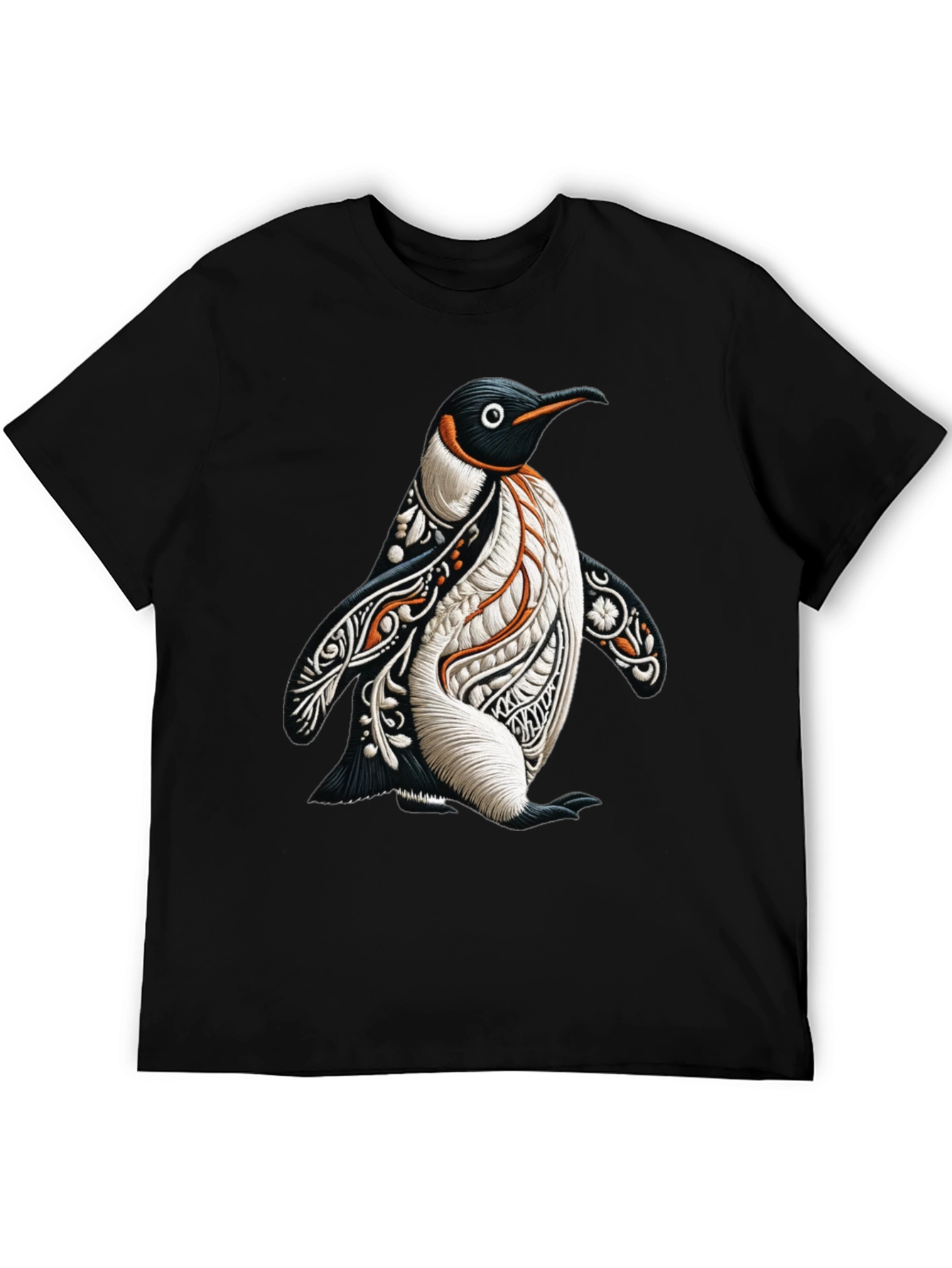 Artistic Penguin Graphic Tee - Black