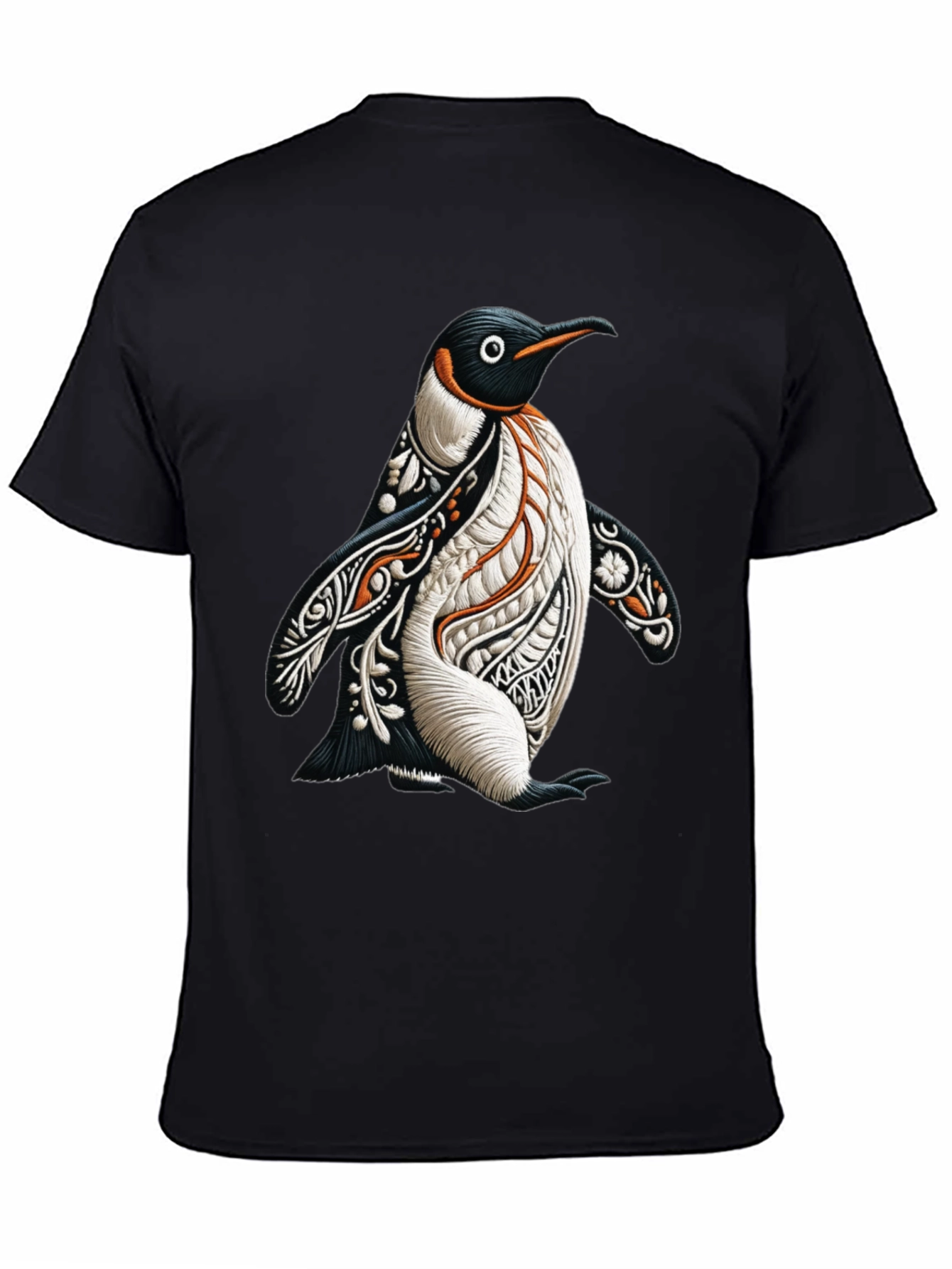 Artistic Penguin Graphic Tee - Black