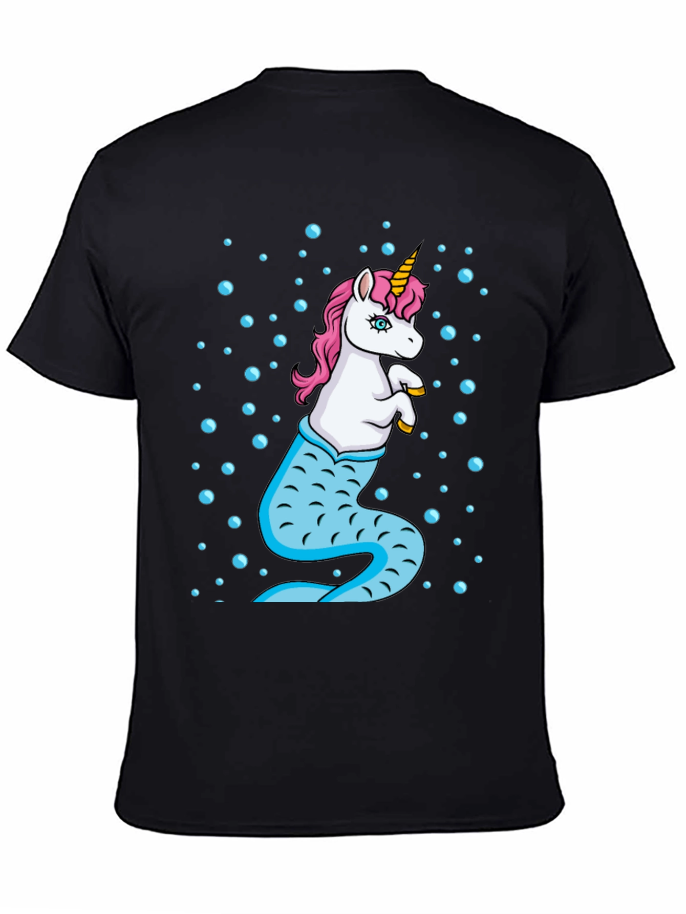 Unicorn Mermaid Mens Black T-Shirt