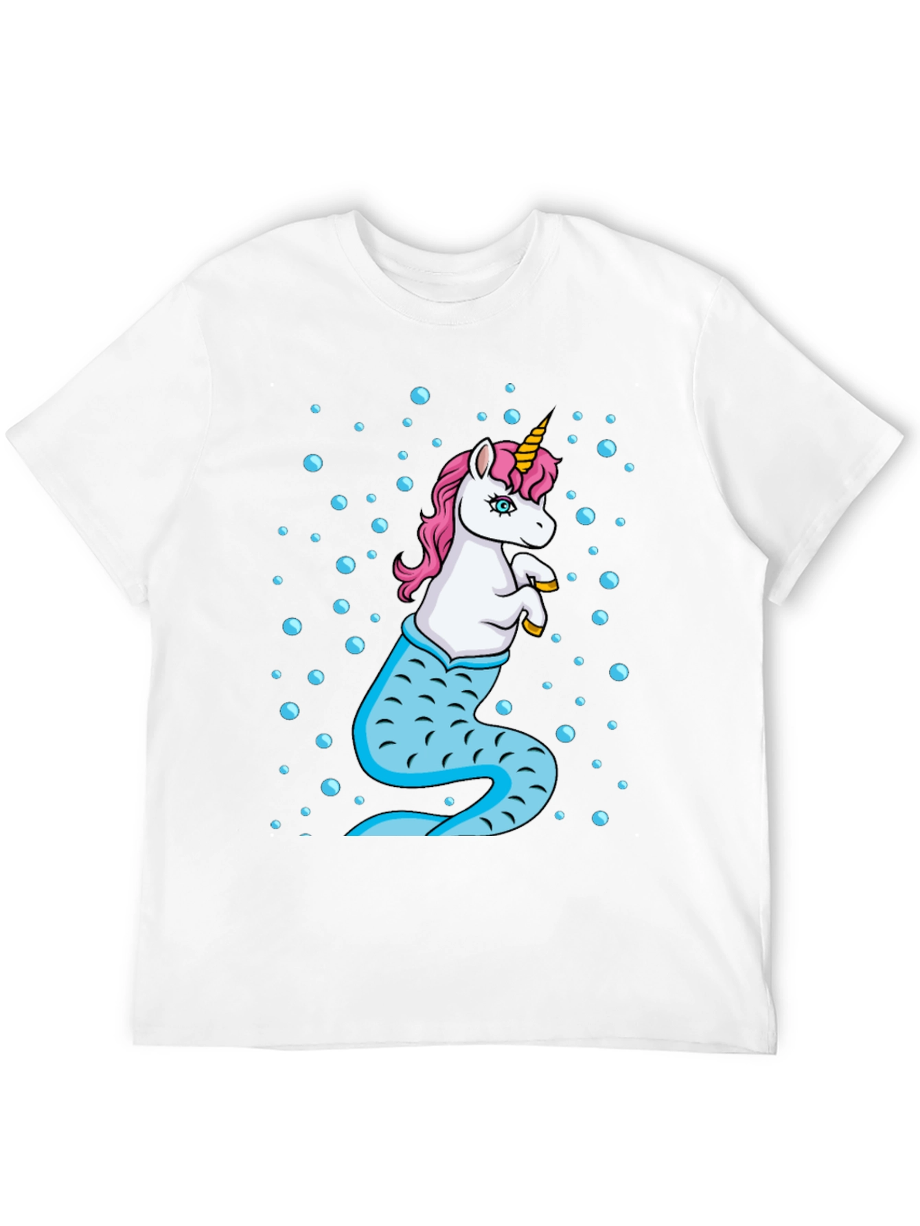 Unicorn Mermaid Mens Black T-Shirt