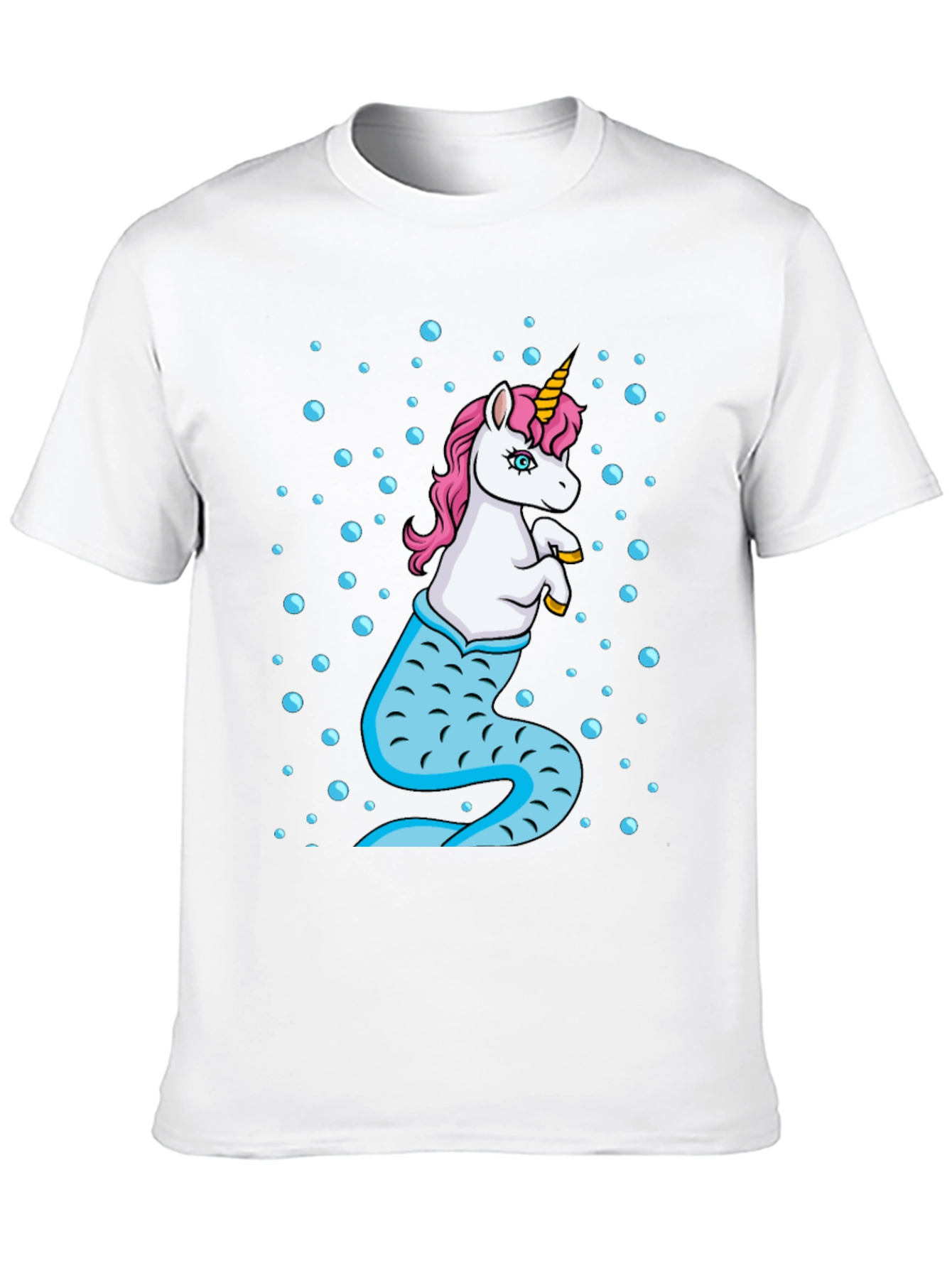 Unicorn Mermaid Mens Black T-Shirt