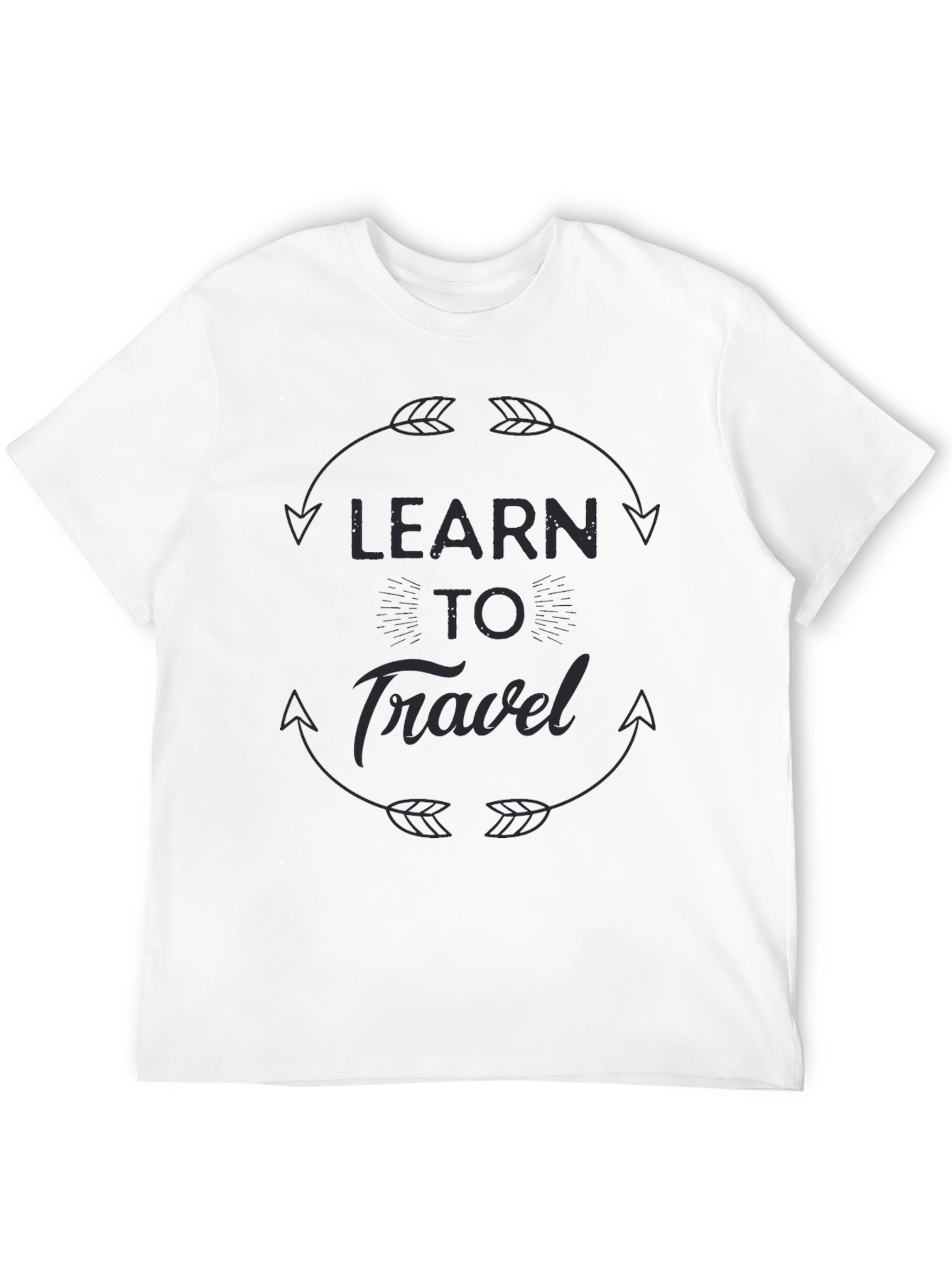 Learn To Travel Graphic Print Black T-Shirt