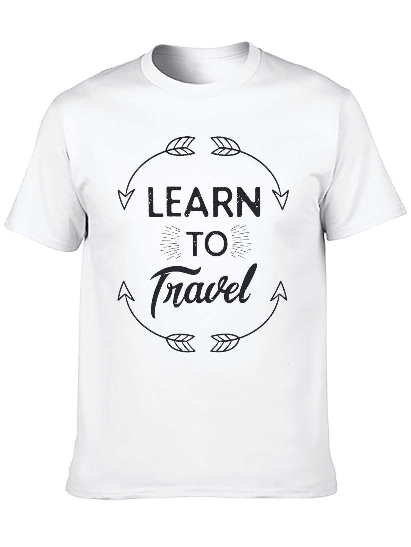 Learn To Travel Graphic Print Black T-Shirt