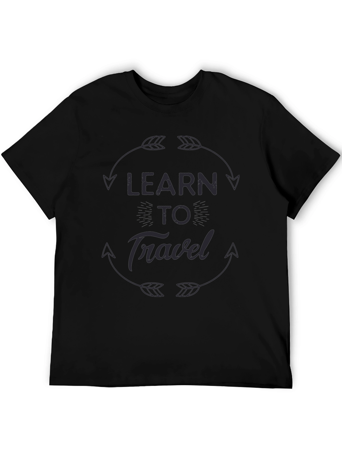 Learn To Travel Graphic Print Black T-Shirt