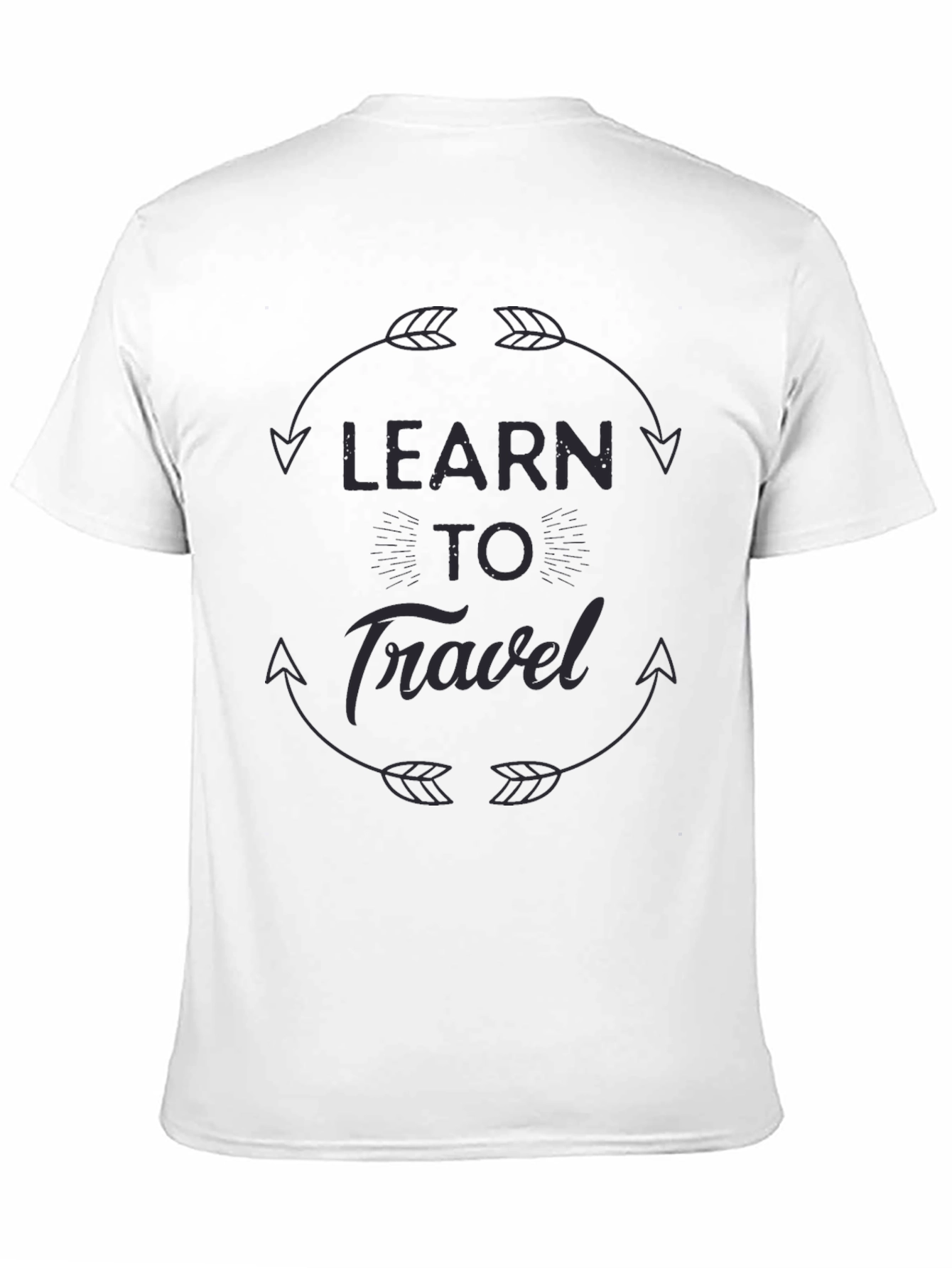 Learn To Travel Graphic Print Black T-Shirt