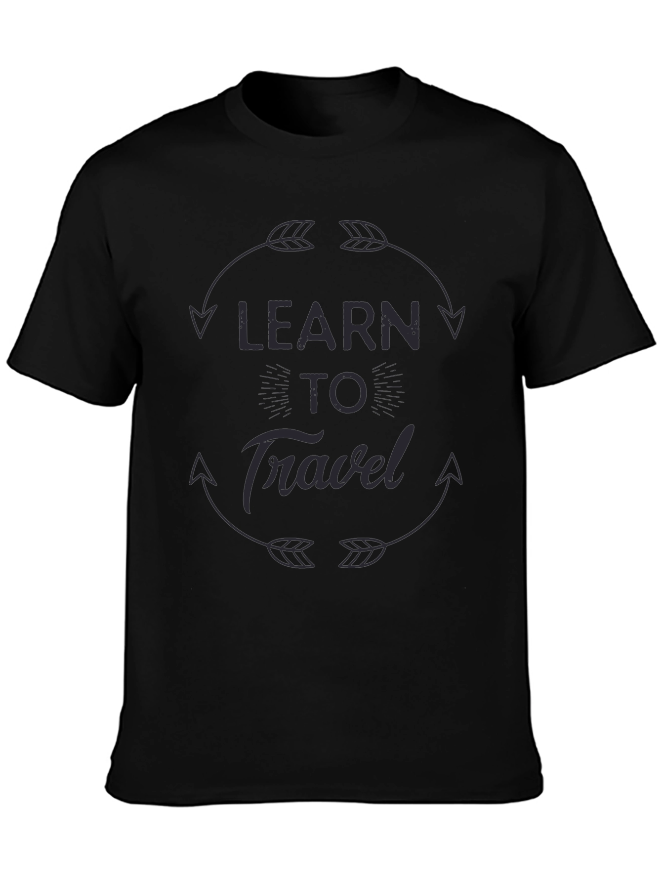 Learn To Travel Graphic Print Black T-Shirt