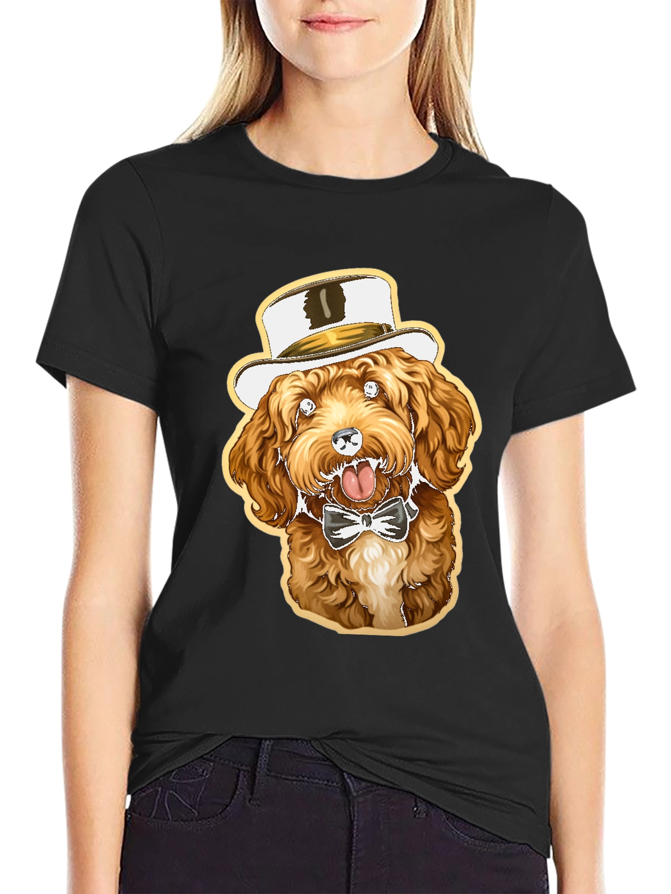 Dog in Hat Graphic Tee - Stylish & Fun