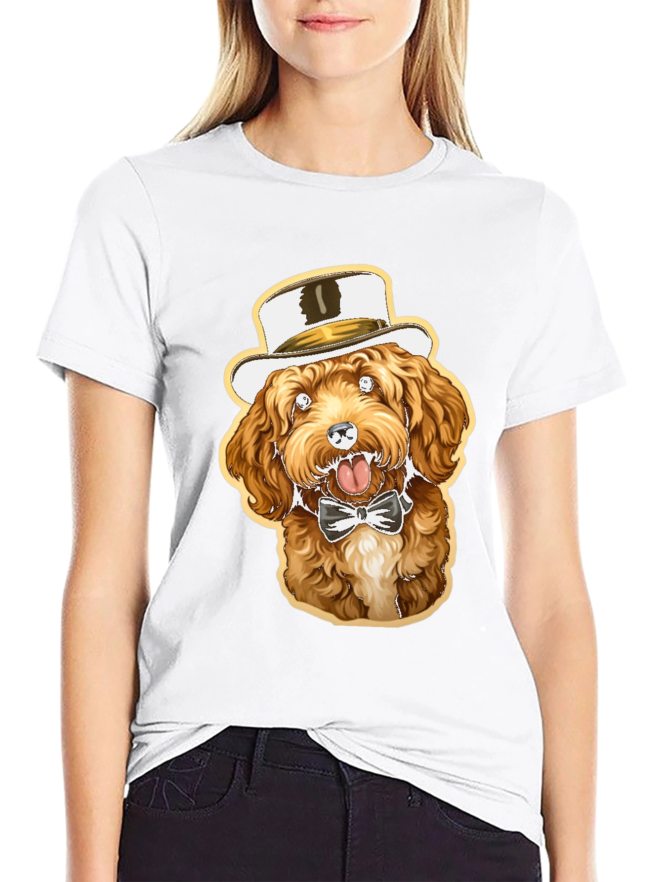 Dog in Hat Graphic Tee - Stylish & Fun