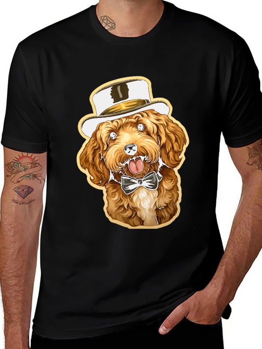 Dog in Hat Graphic Tee - Stylish & Fun