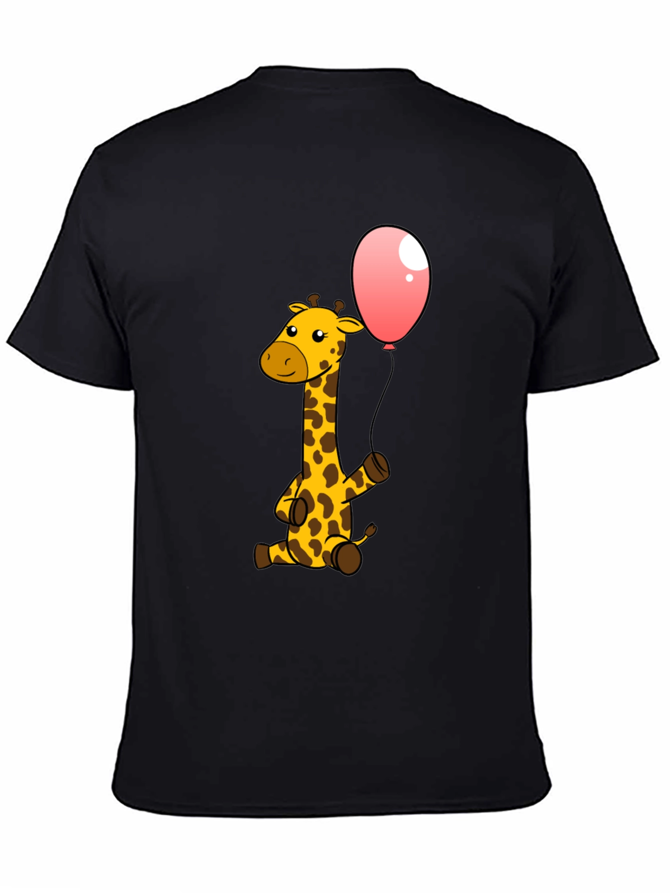Giraffe & Balloon Graphic Black T-Shirt