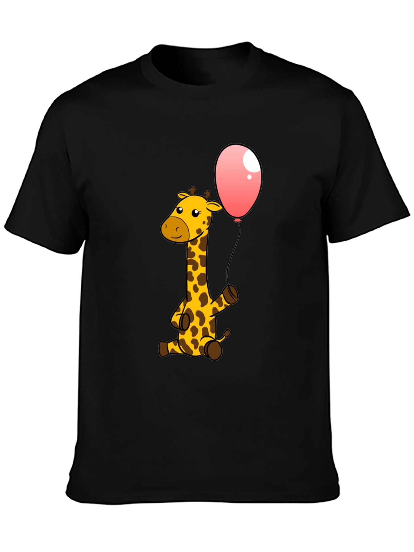 Giraffe & Balloon Graphic Black T-Shirt
