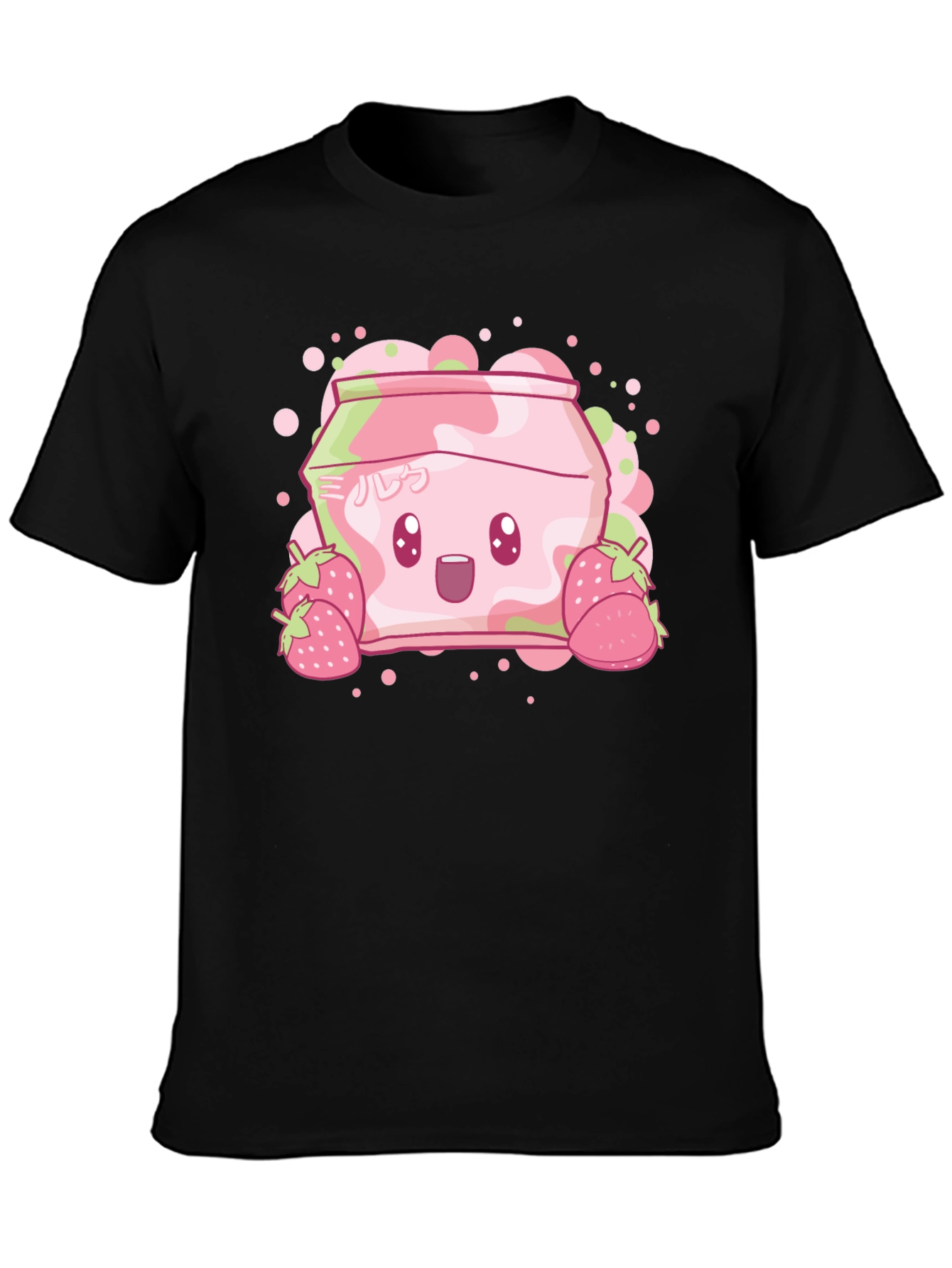Cute Strawberry Milk Cartoon Graphic T-Shirt