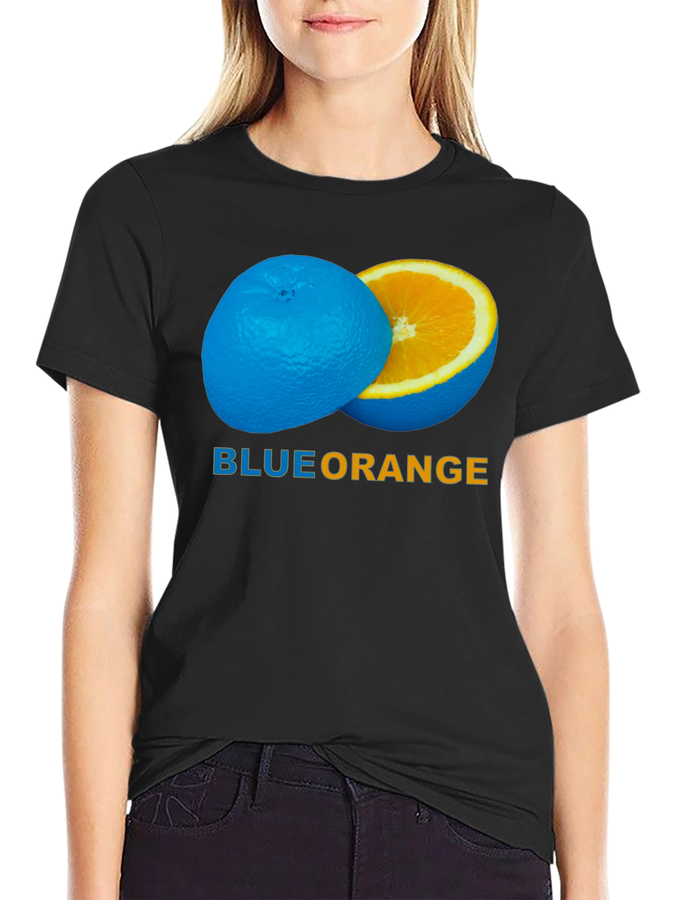 Blue Orange Graphic Tee - Unique Fruit Design