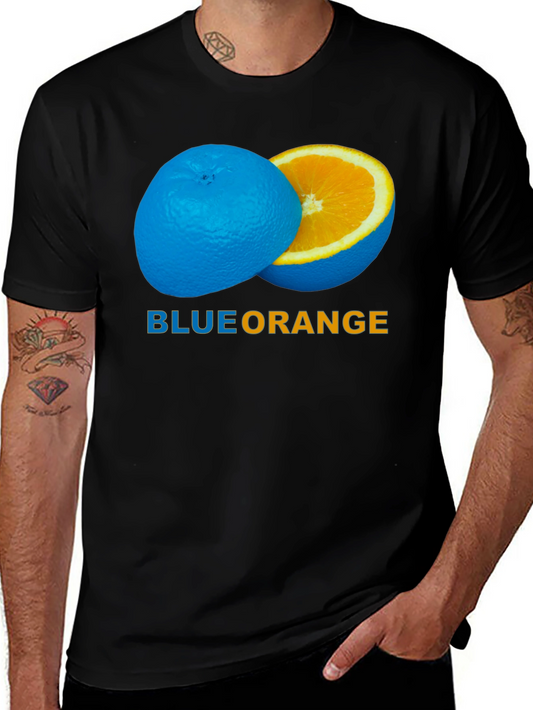 Blue Orange Graphic Tee - Unique Fruit Design
