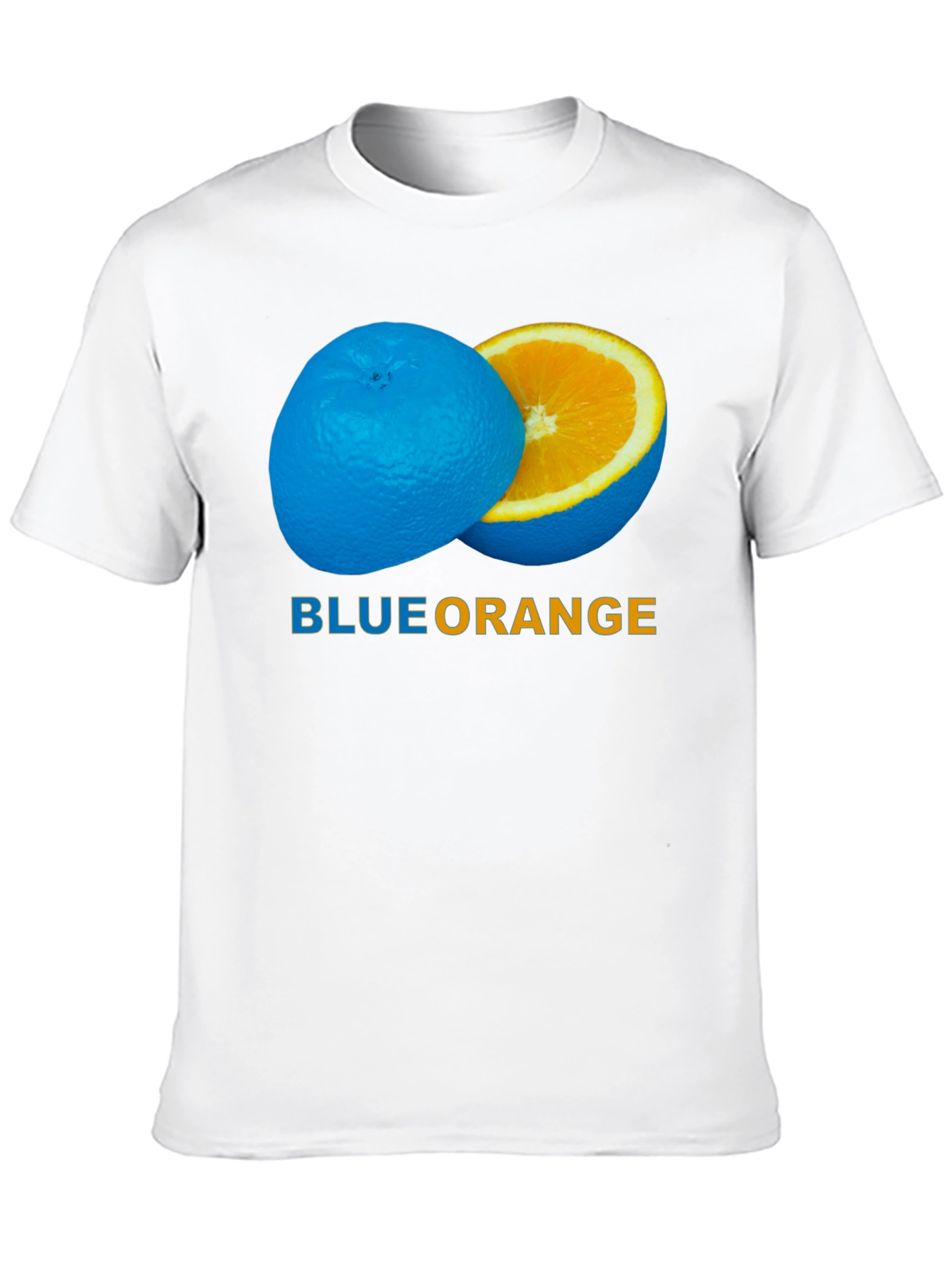 Blue Orange Graphic Tee - Unique Fruit Design
