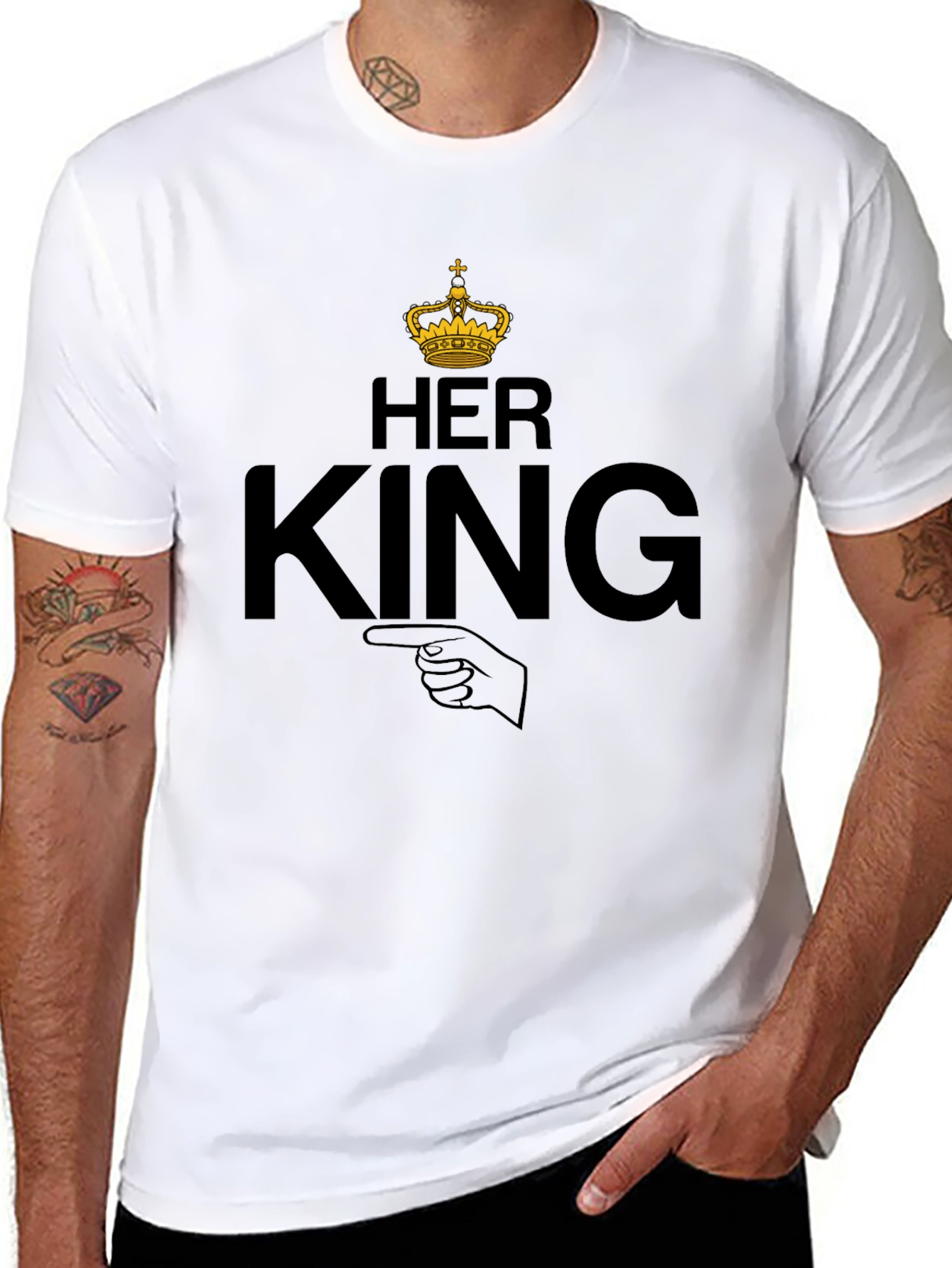 Her King Graphic Tee - Black Crew Neck