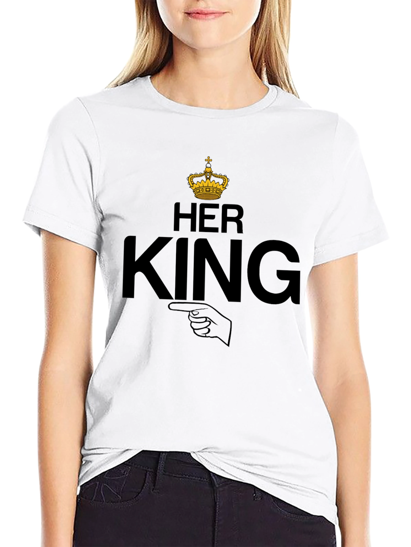 Her King Graphic Tee - Black Crew Neck