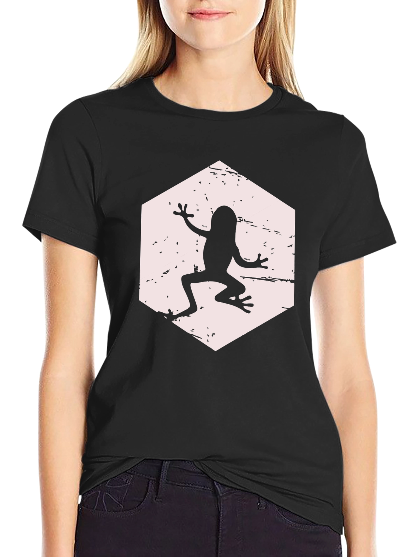 Frog Hexagon Graphic T-Shirt - Black