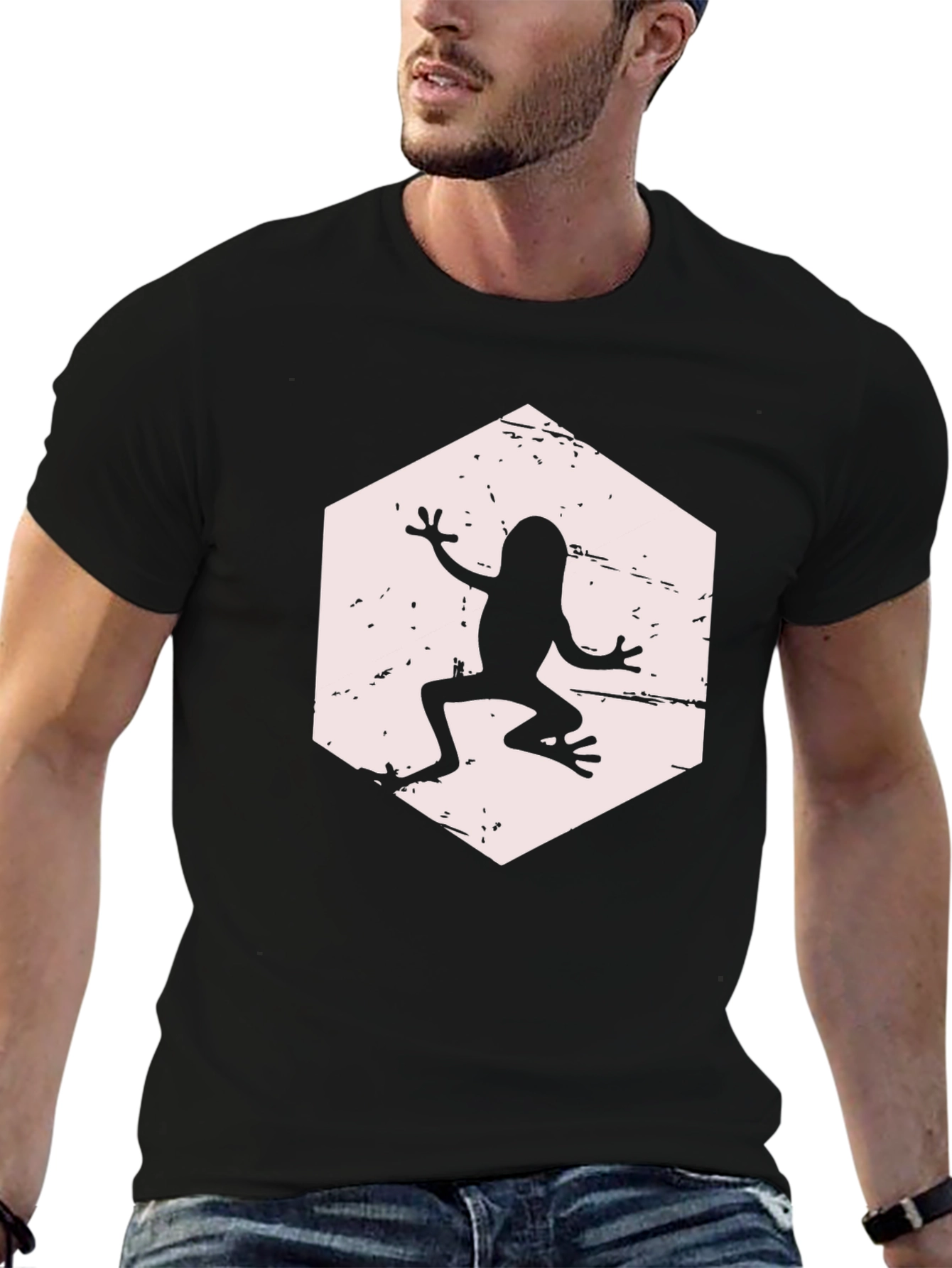 Frog Hexagon Graphic T-Shirt - Black