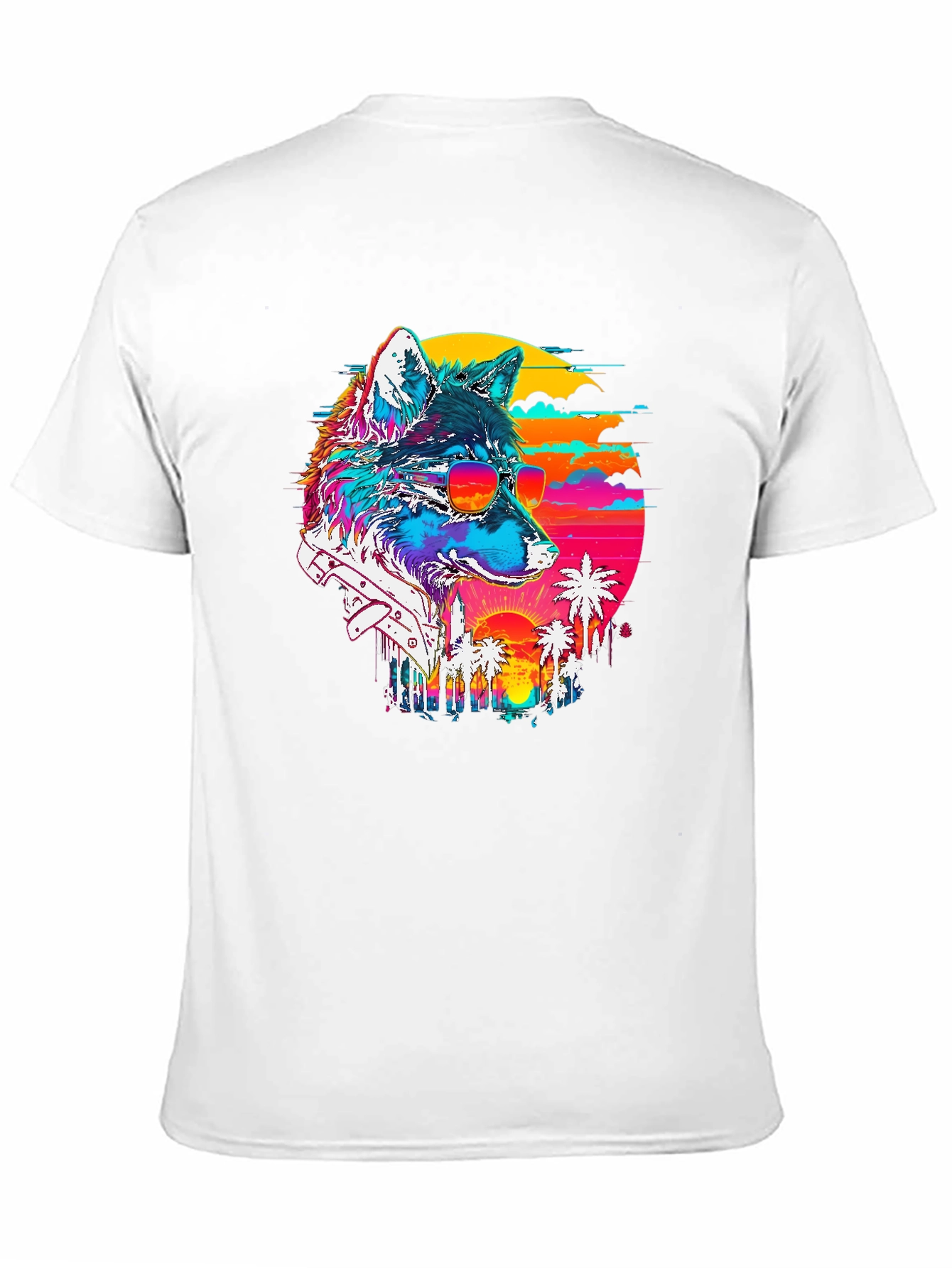 Retro Wolf Graphic Tee - Sunset Vibes