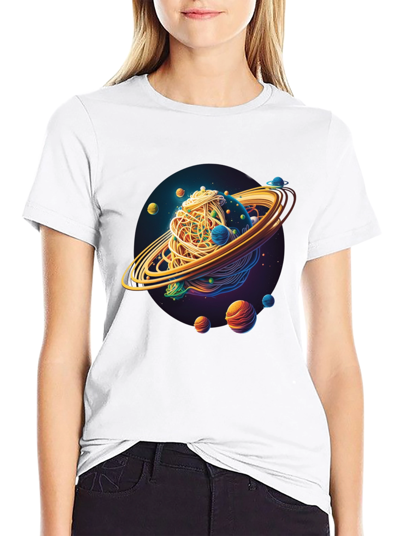 Spaghetti Galaxy Graphic Tee - Unisex Black T-Shirt