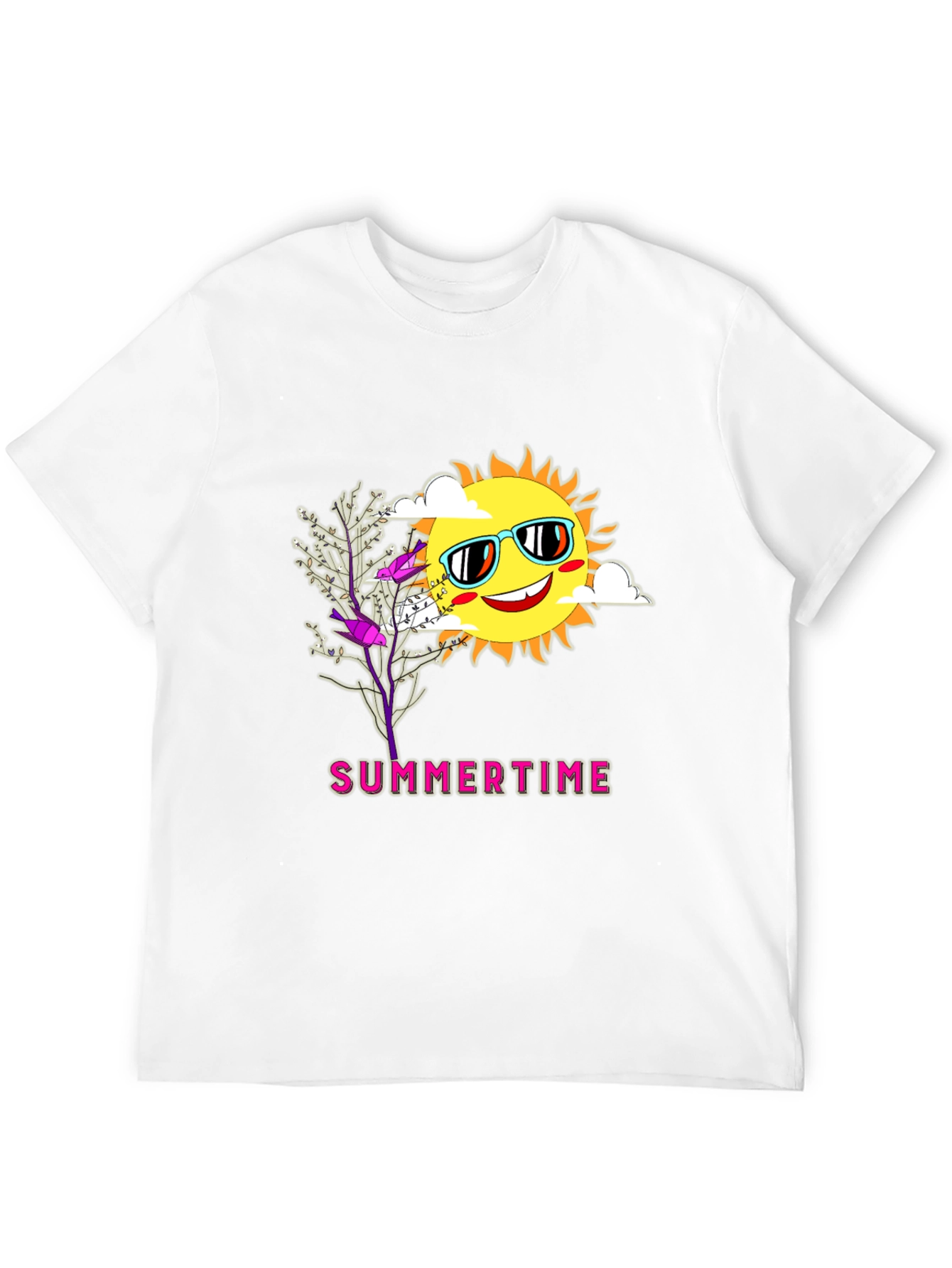 Summertime Graphic Tee - Smiling Sun Unique Design