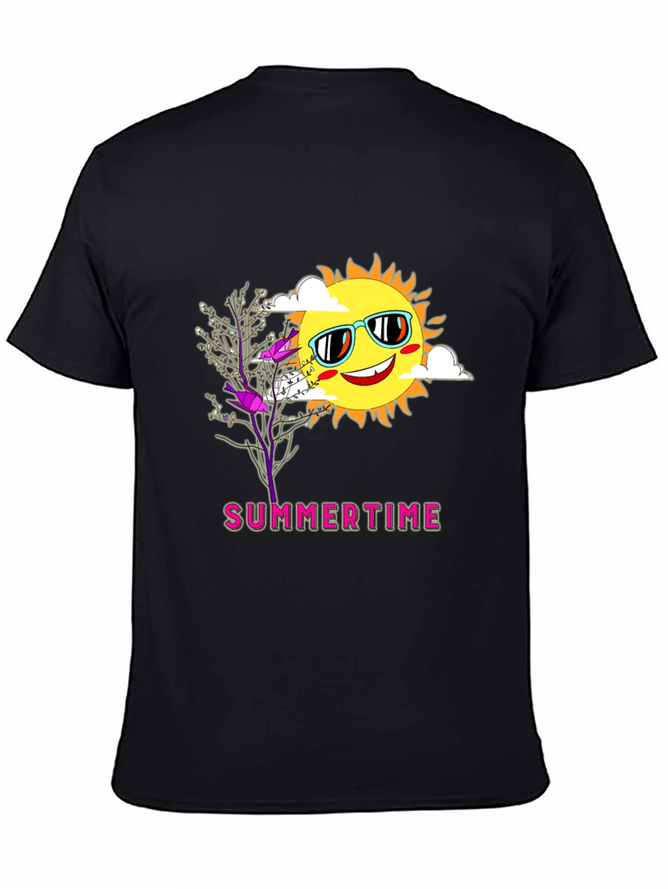 Summertime Graphic Tee - Smiling Sun Unique Design