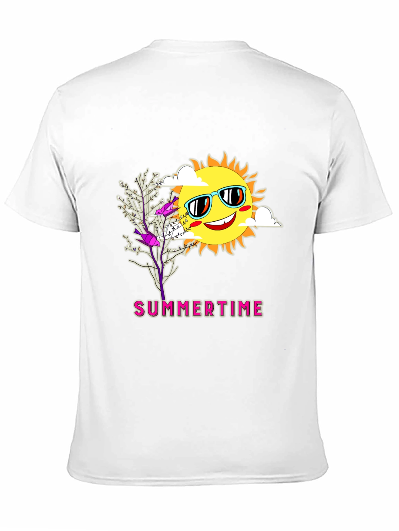Summertime Graphic Tee - Smiling Sun Unique Design