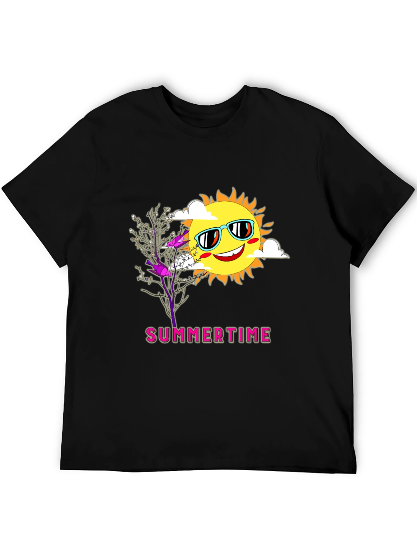 Summertime Graphic Tee - Smiling Sun Unique Design
