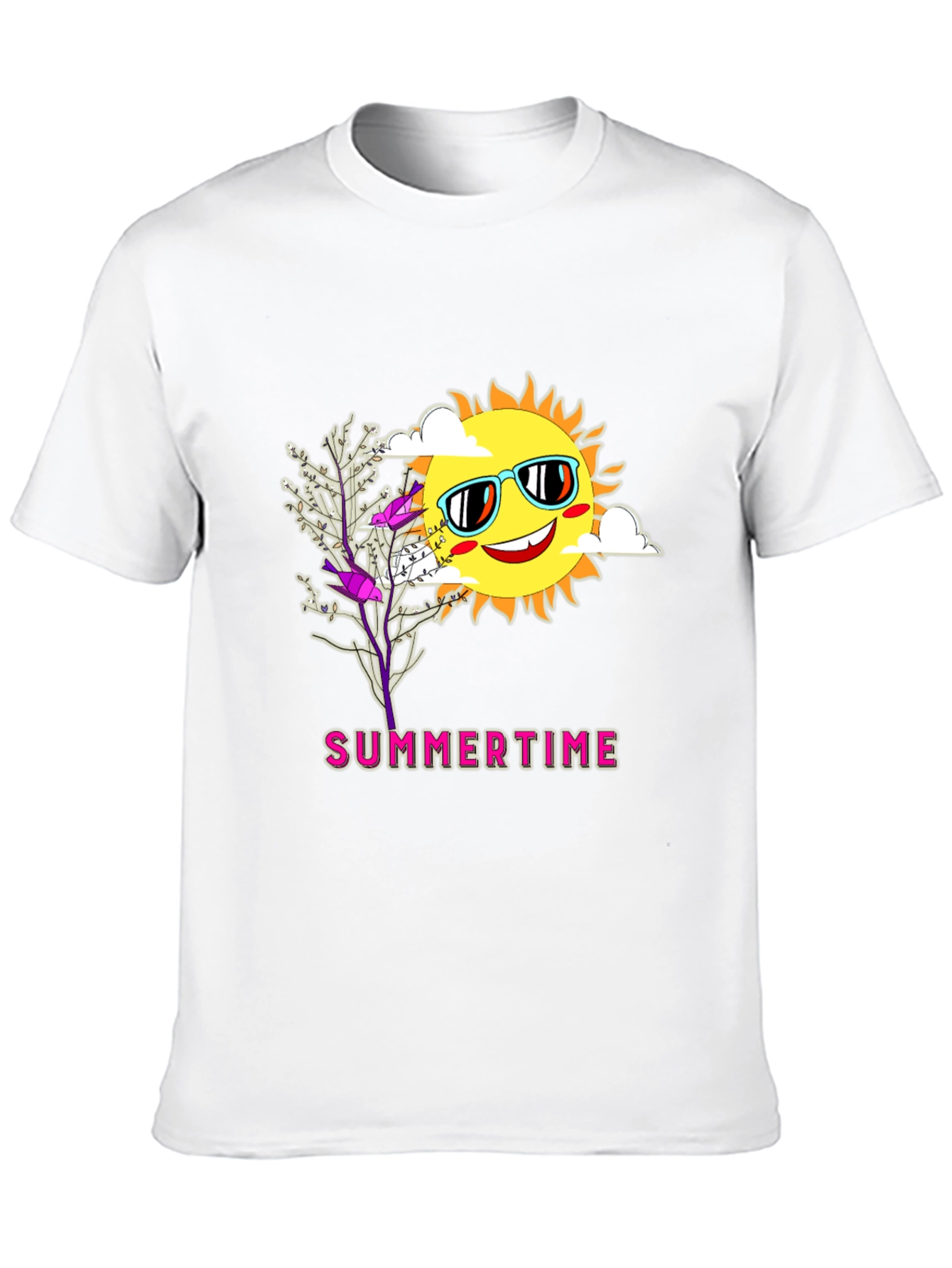 Summertime Graphic Tee - Smiling Sun Unique Design