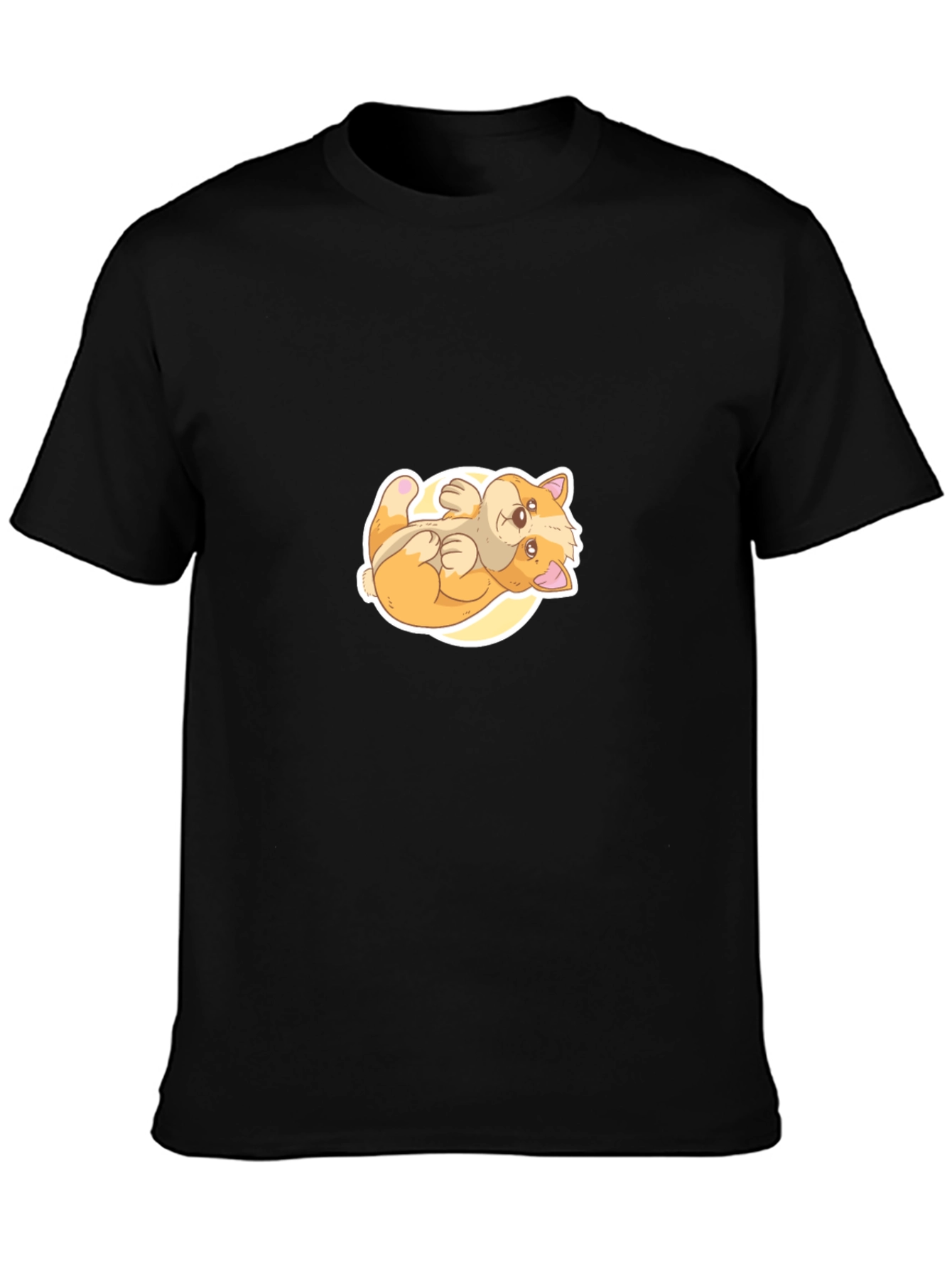 Cute Corgi Cartoon Black T-Shirt