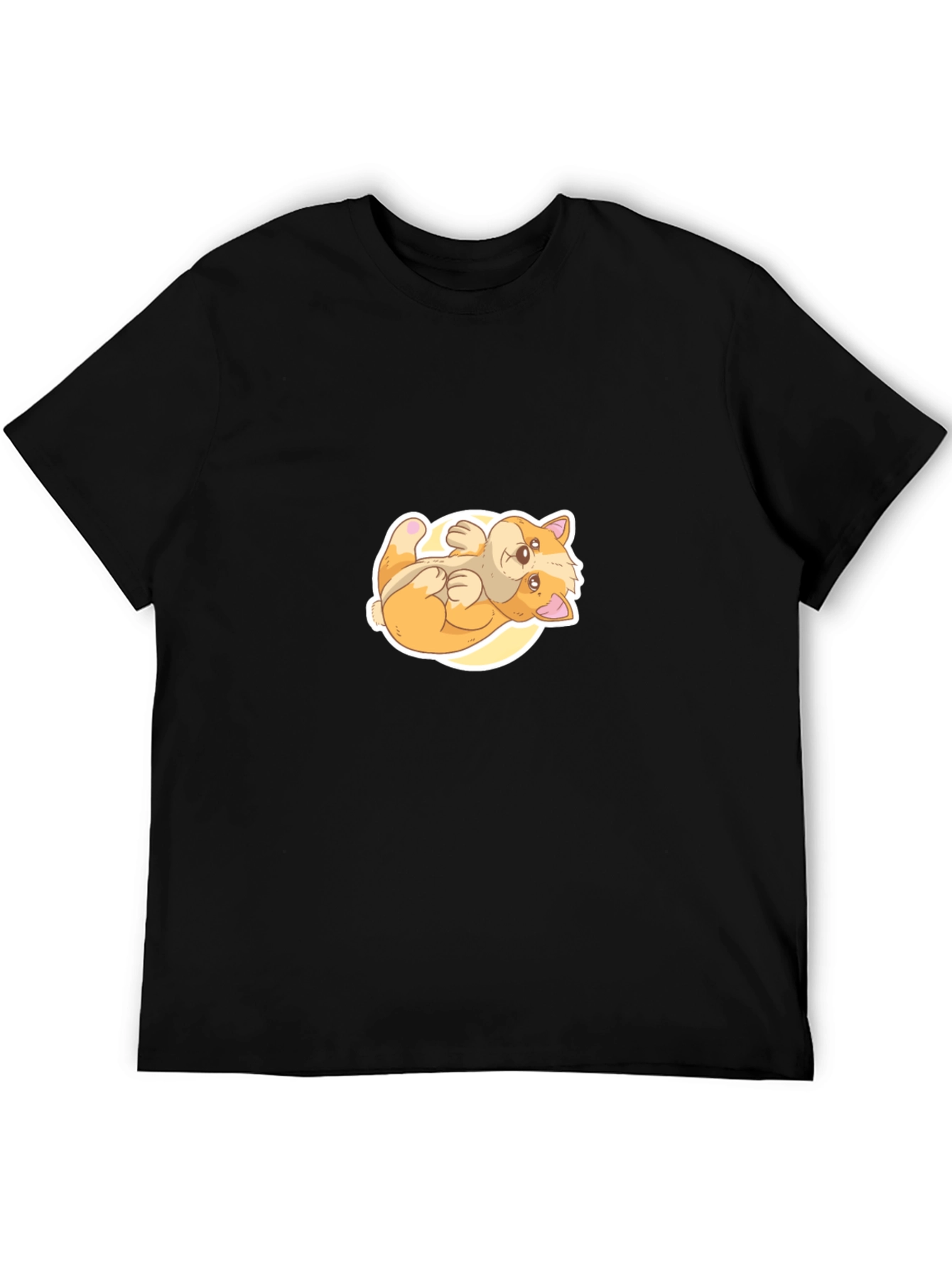 Cute Corgi Cartoon Black T-Shirt