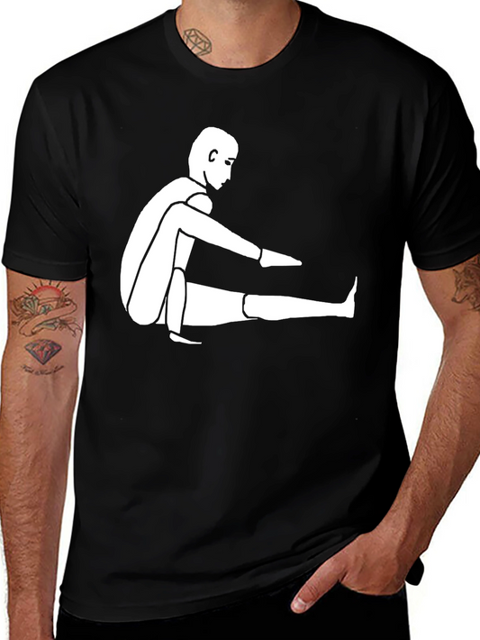 Minimalist Yoga Pose Graphic Tee - Black Cotton Comfort