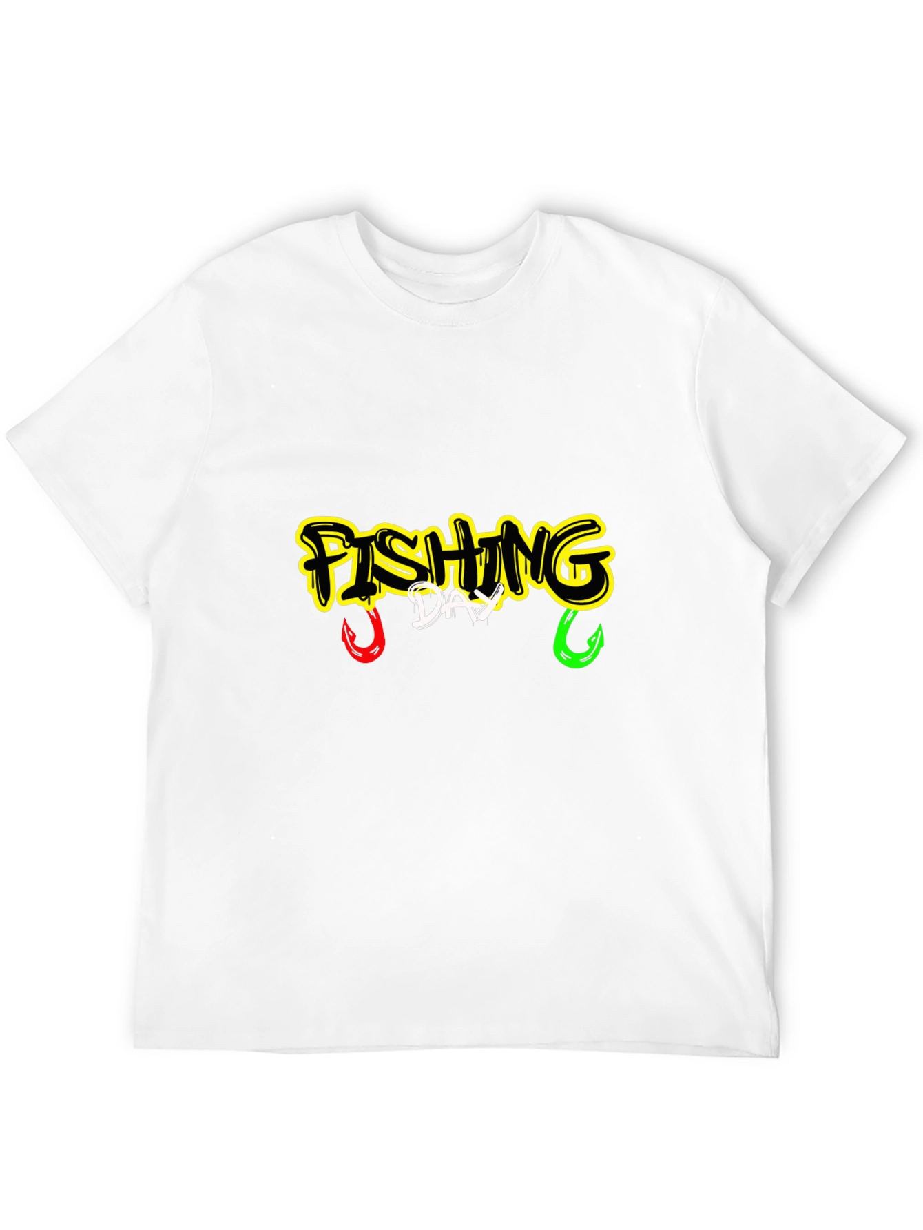 Fishing Day Graphic Tee - Black Cotton Shirt