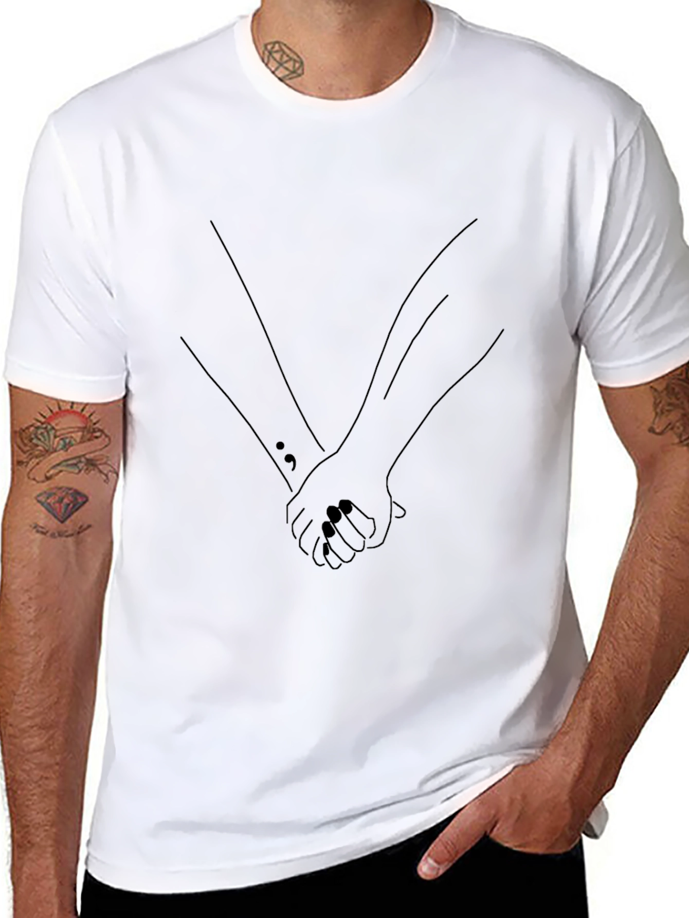 Minimalist Holding Hands Graphic Tee
