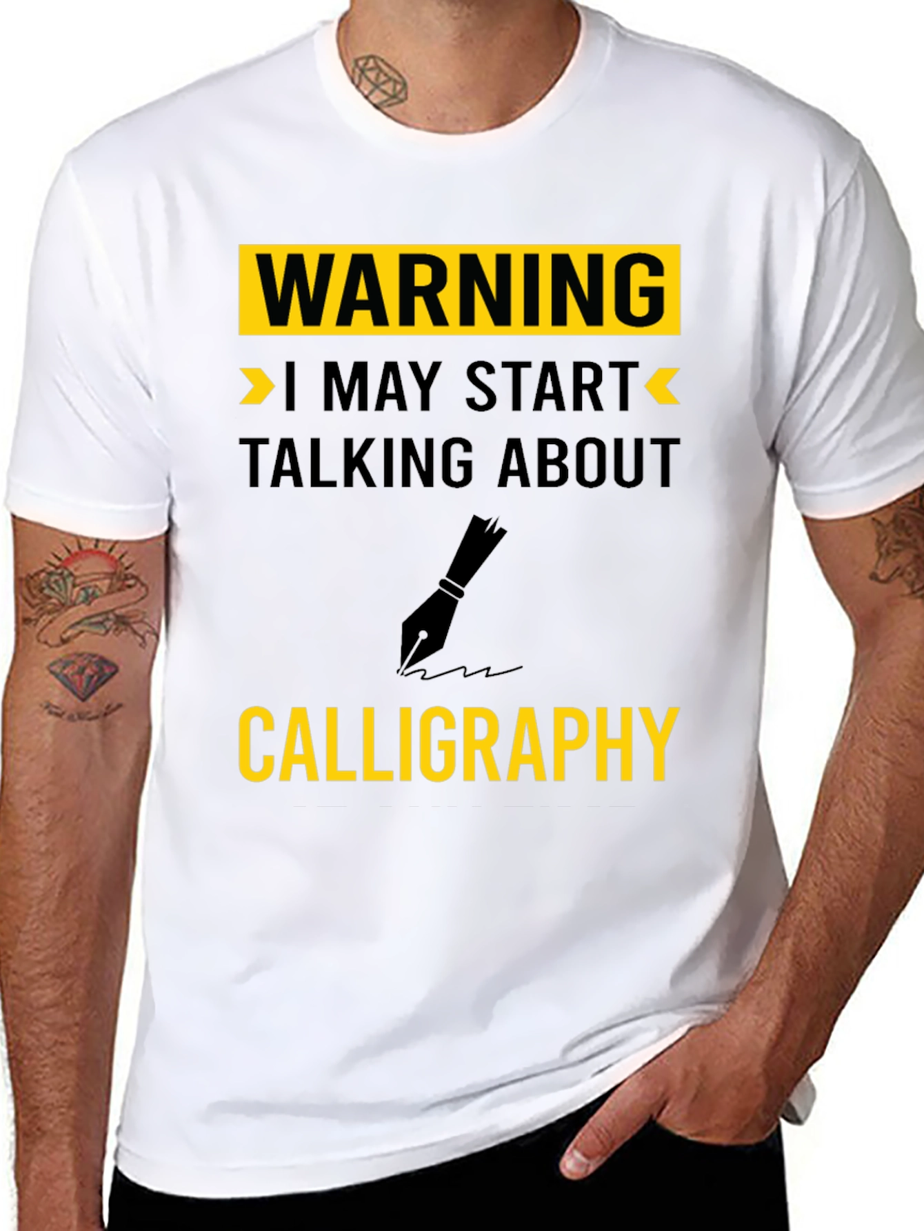 Warning Calligraphy T-Shirt - Art Lovers Gift