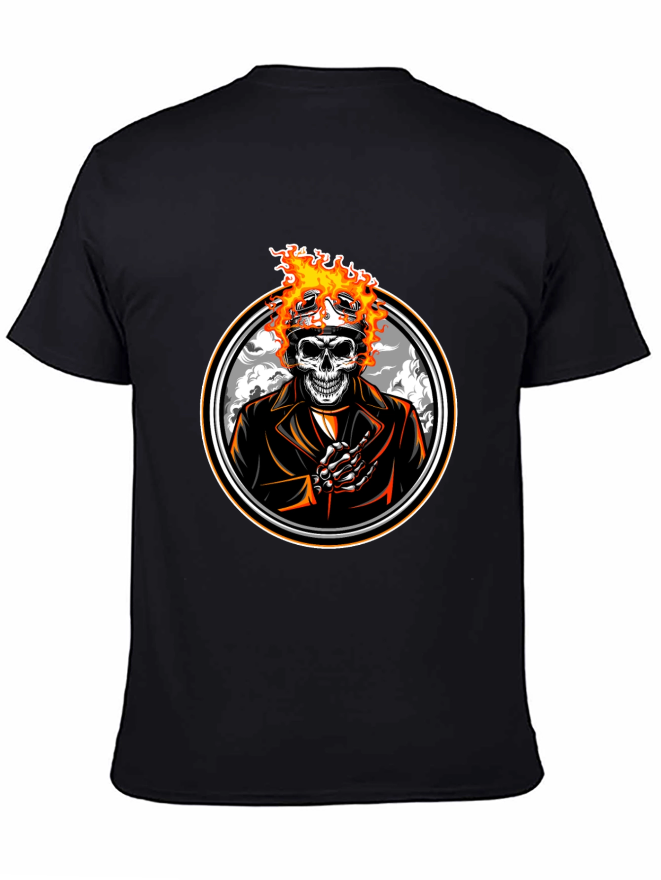 Skull Rider Flames Graphic T-Shirt