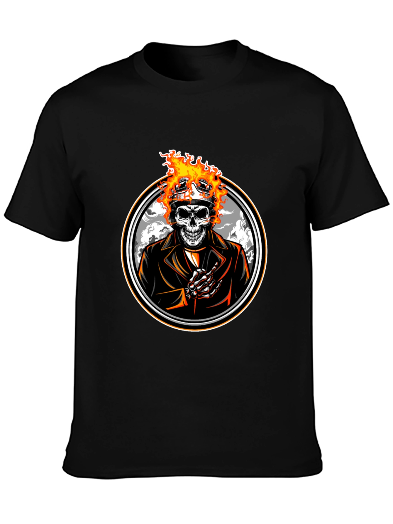Skull Rider Flames Graphic T-Shirt