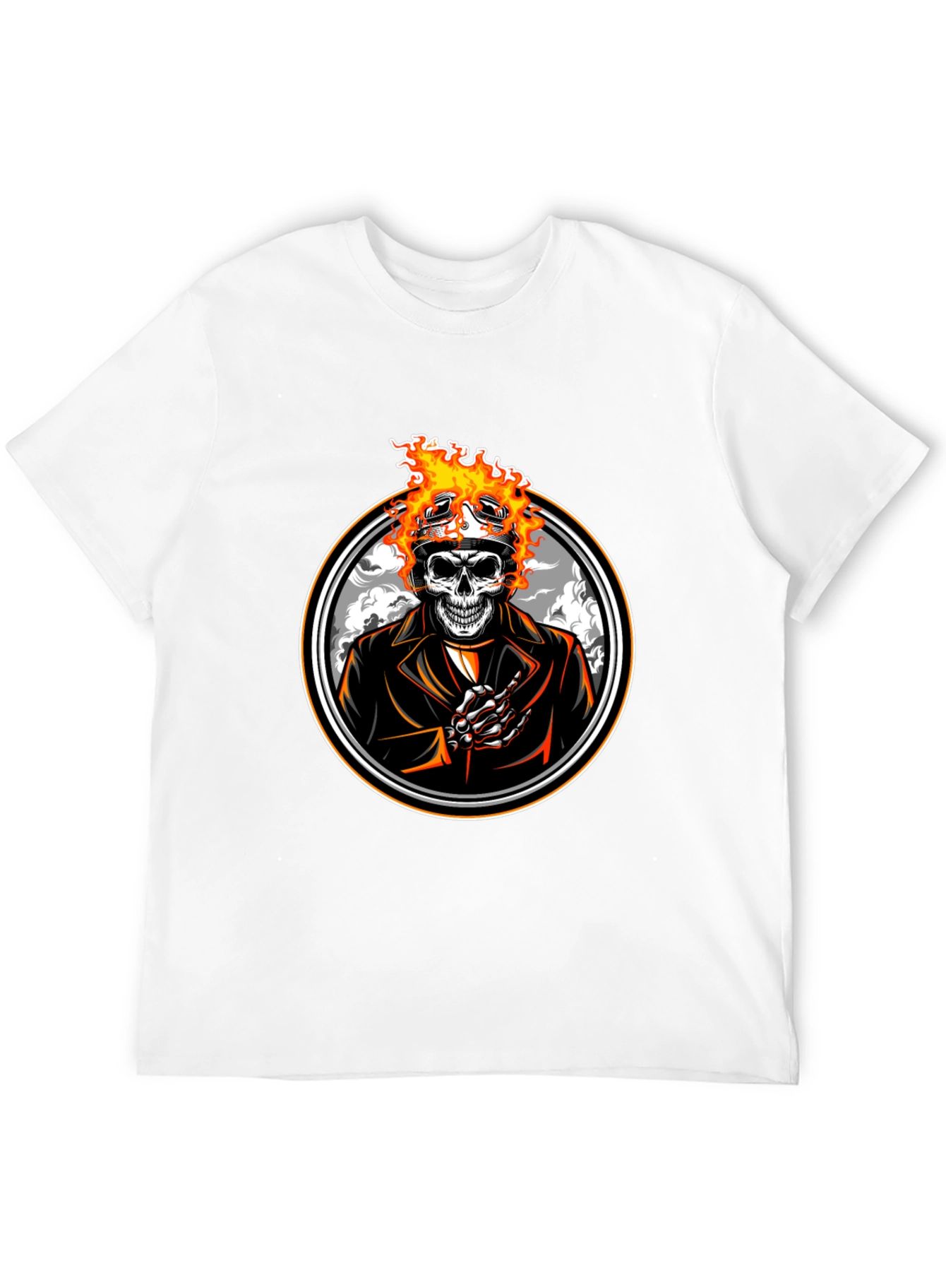 Skull Rider Flames Graphic T-Shirt