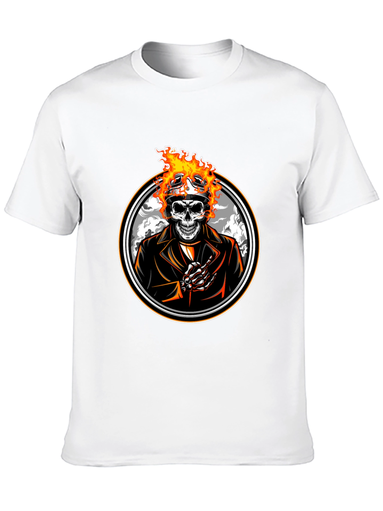 Skull Rider Flames Graphic T-Shirt